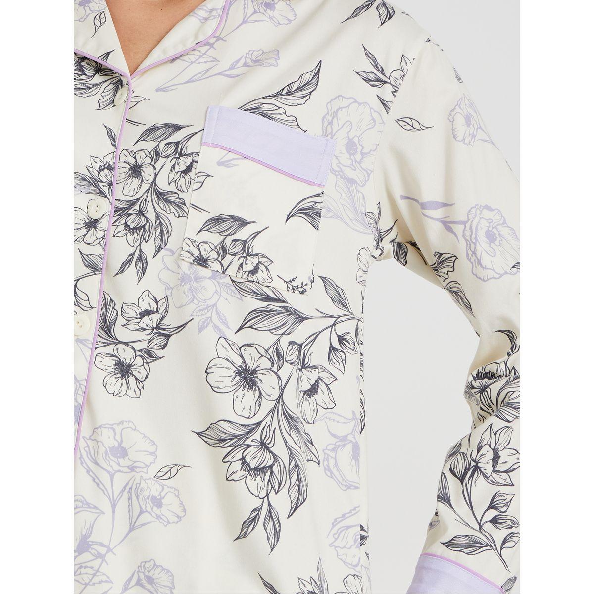 Styli Floral Print Buttoned Shirt and Pyjama Set-women-clothing-nightwear-pyjamas-longsets-image-3