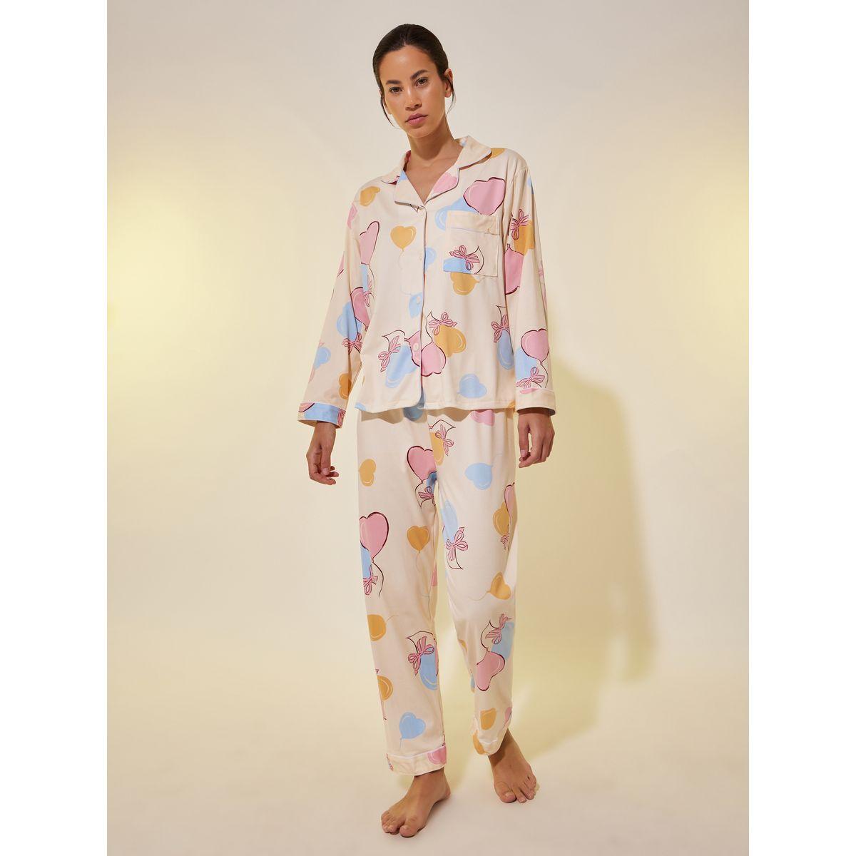 طقم بيجاما من بنطال وبلوزة بأكمام طويلة-women-clothing-nightwear-pyjamas-longsets-image-1
