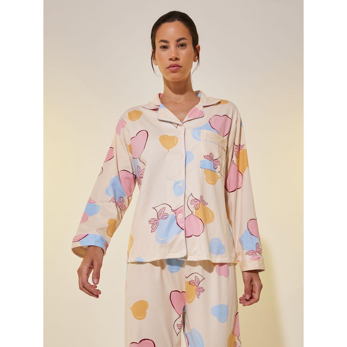 Styli All Over Print Long Sleeve Shirt and Pyjama Set-women-clothing-nightwear-pyjamas-longsets-image-2