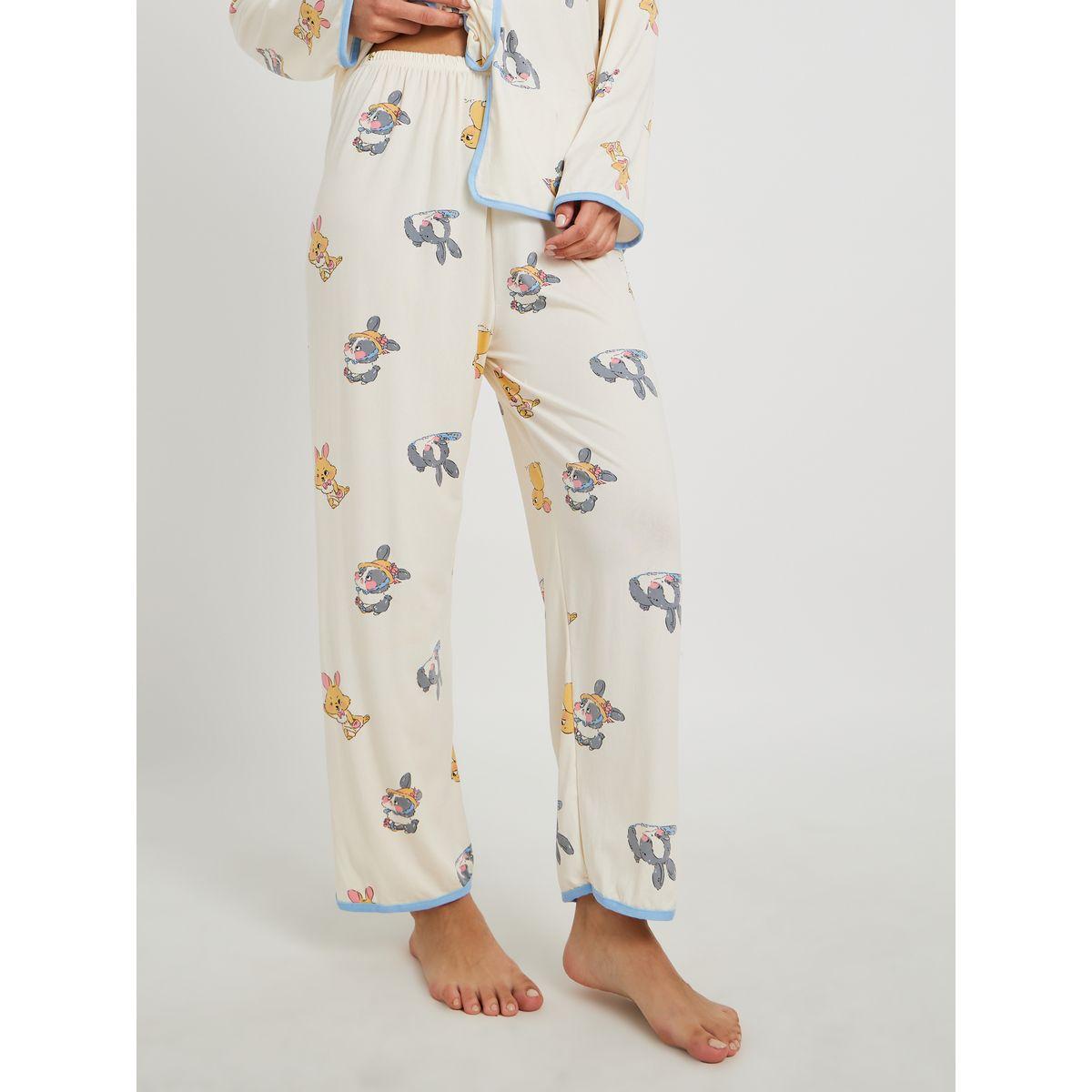 Styli Rabbit Print Long Sleeve Shirt and Pyjama Set-women-clothing-nightwear-pyjamas-longsets-image-5