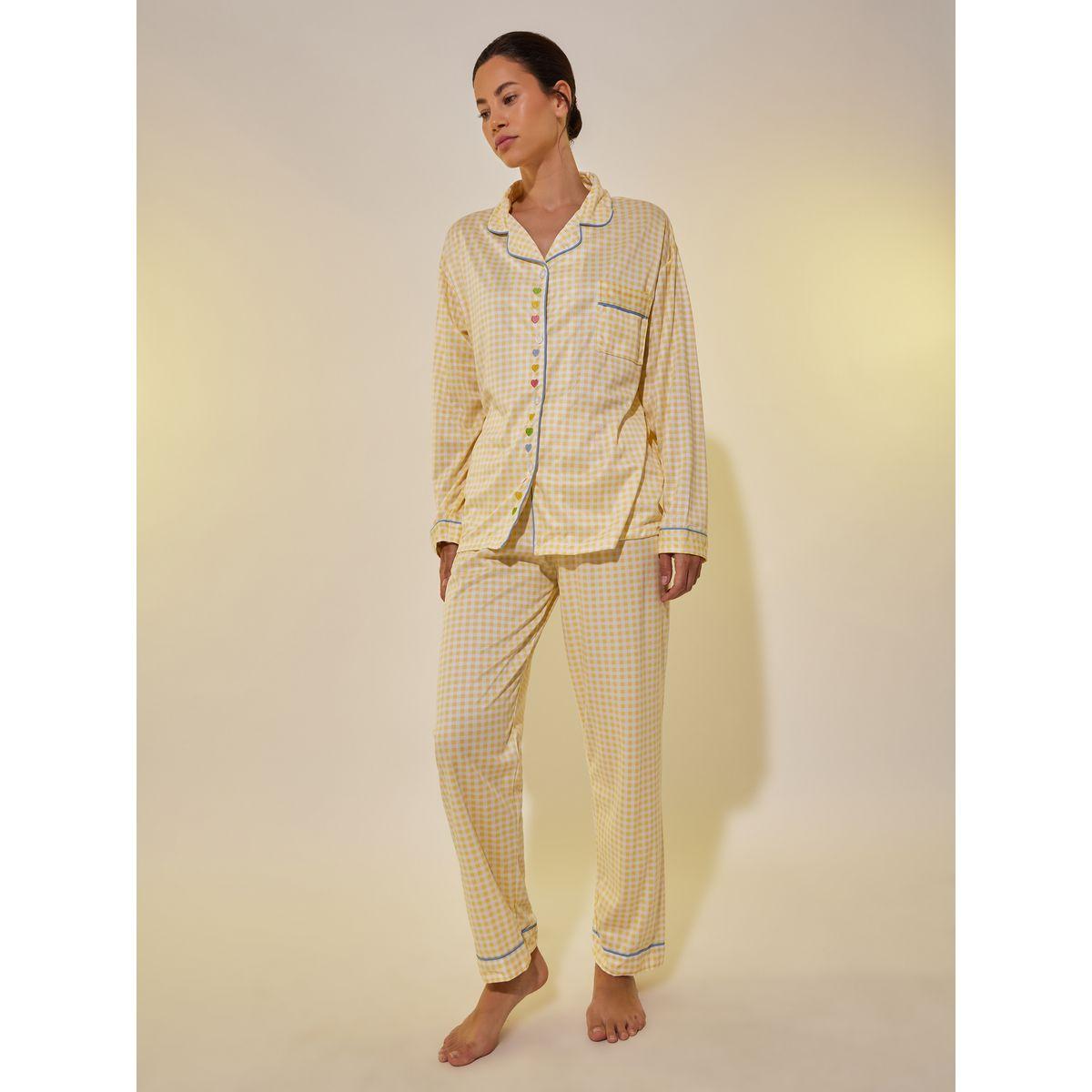 Styli Checked Long Sleeve Shirt and Pyjama Set-women-clothing-nightwear-pyjamas-longsets-image-1