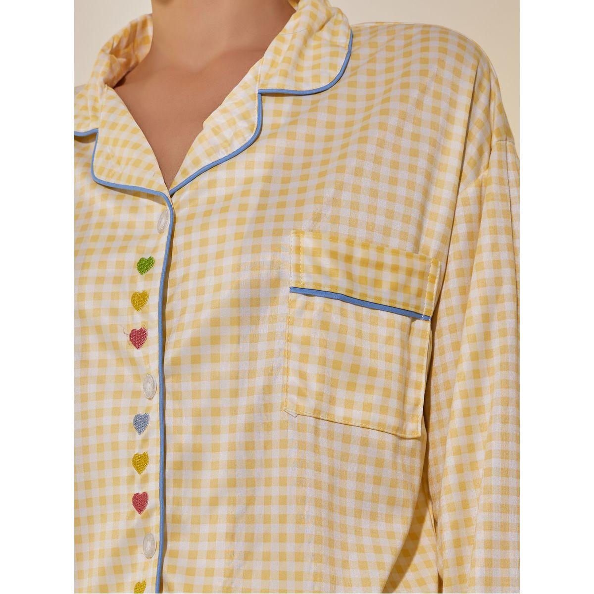 Styli Checked Long Sleeve Shirt and Pyjama Set-women-clothing-nightwear-pyjamas-longsets-image-3
