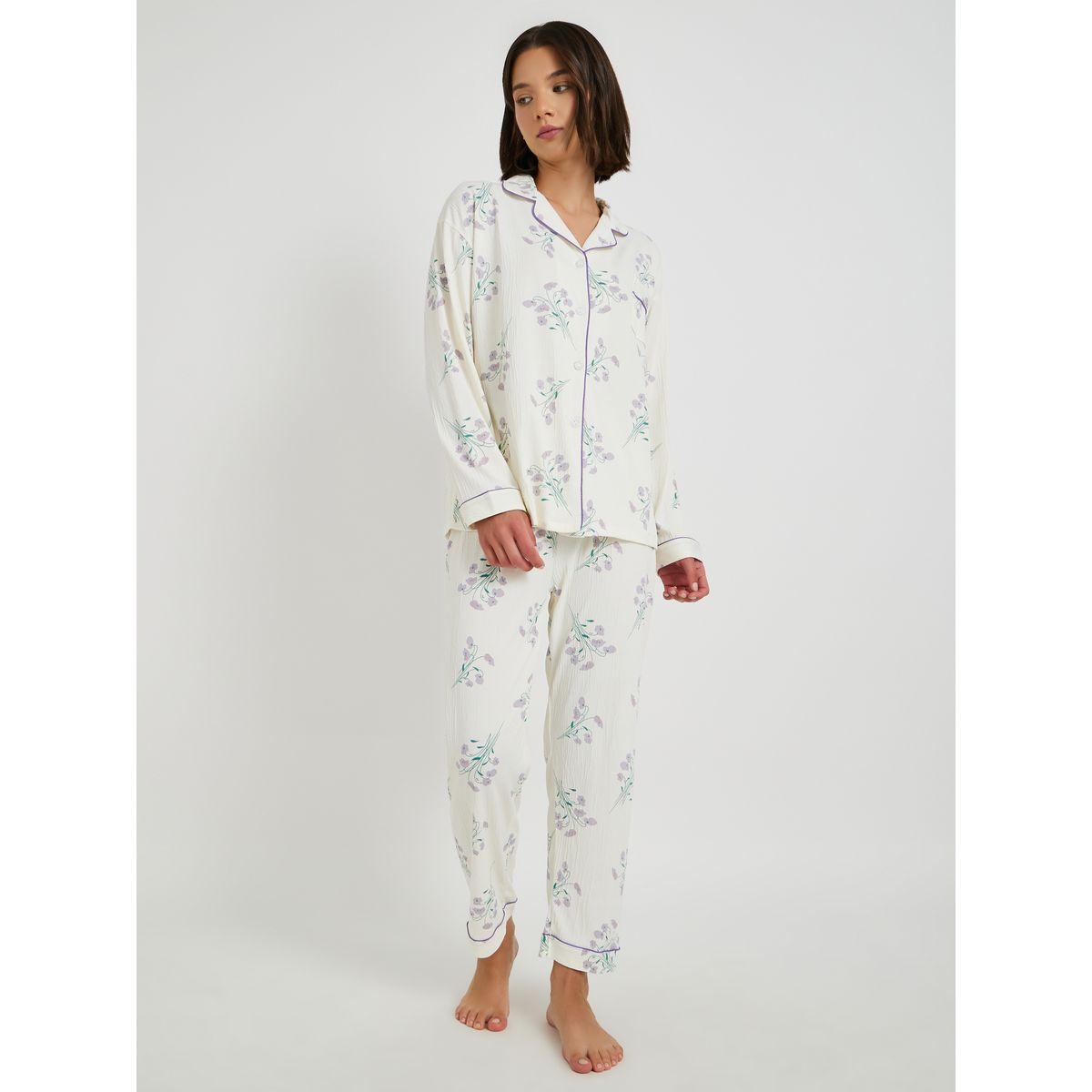 Styli Floral Print Long Sleeve Shirt and Pyjama Set-women-clothing-nightwear-pyjamas-longsets-image-1