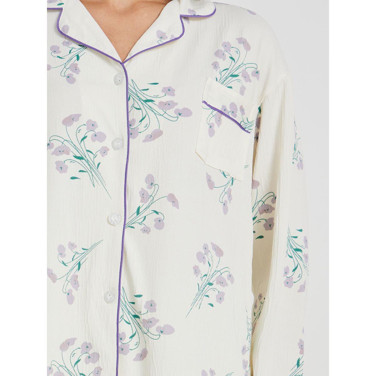 طقم بيجاما من بنطال وبلوزة بطبعة زهور-women-clothing-nightwear-pyjamas-longsets-image-3