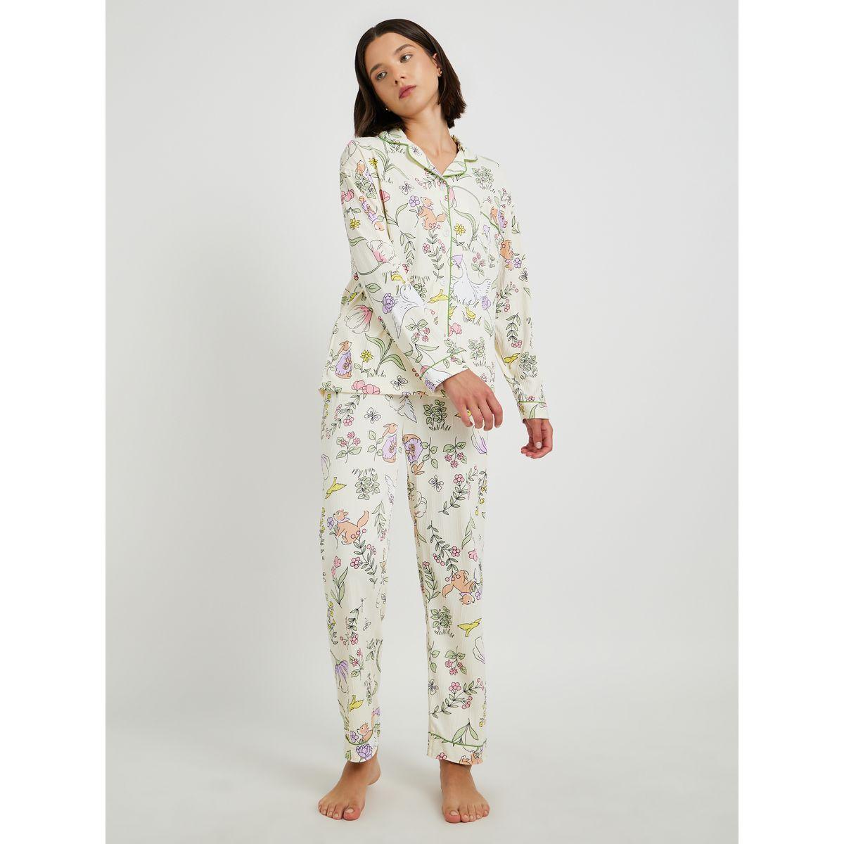 Styli Floral Print Long Sleeve Shirt and Pyjama Set-women-clothing-nightwear-pyjamas-longsets-image-1