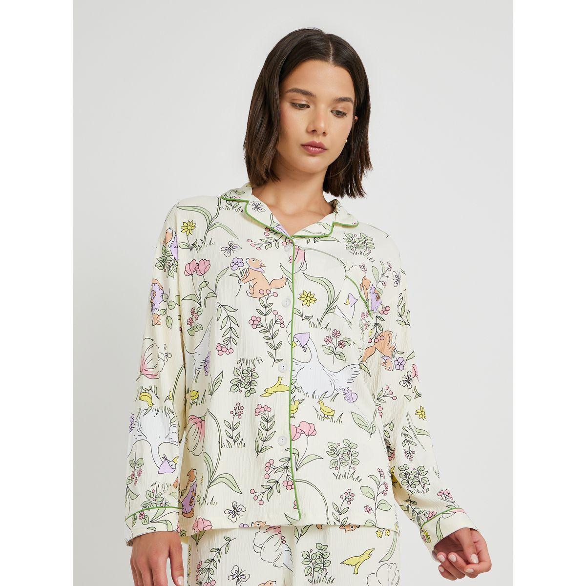 Styli Floral Print Long Sleeve Shirt and Pyjama Set-women-clothing-nightwear-pyjamas-longsets-image-2