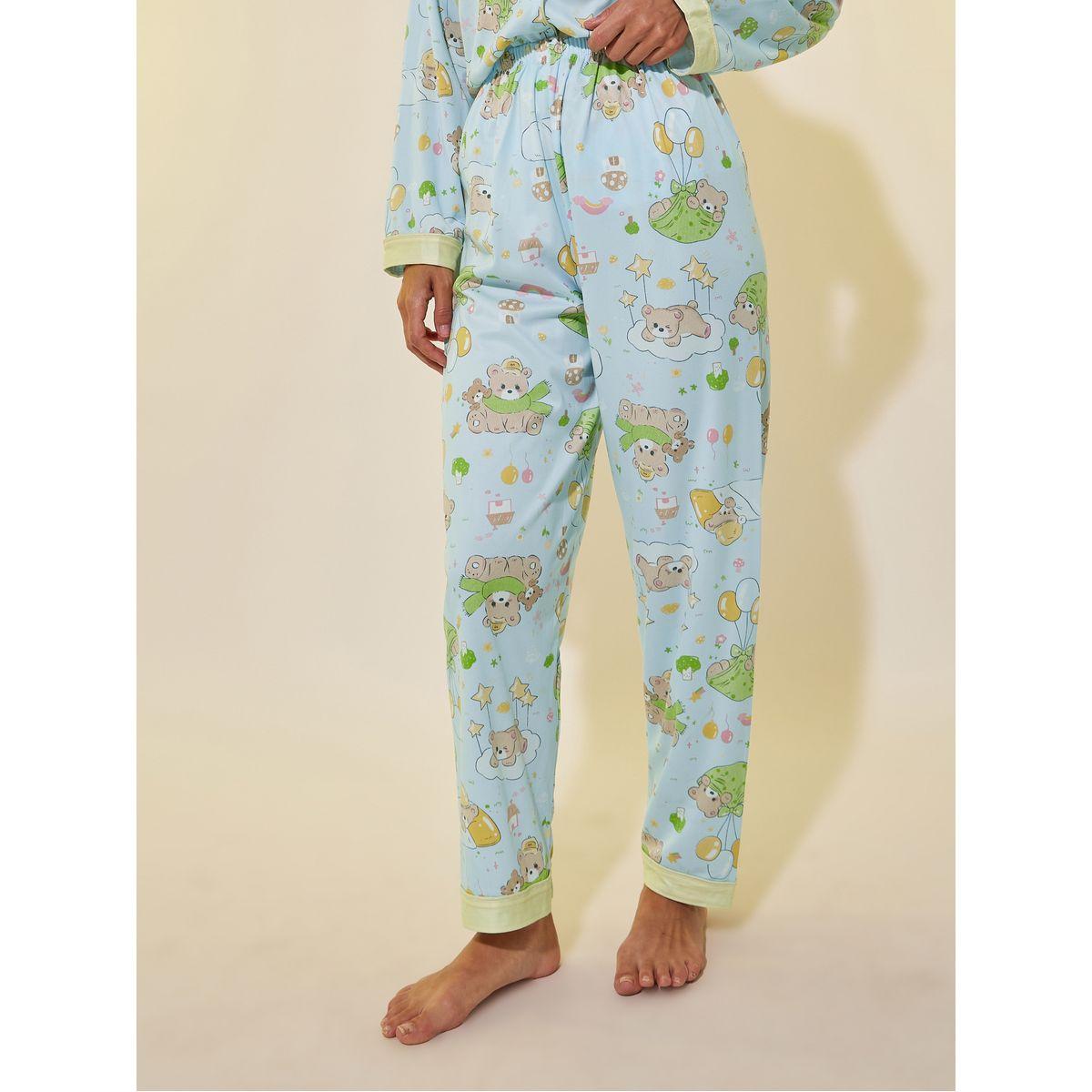 Styli Graphic Print Buttoned Shirt and Pyjama Set-women-clothing-nightwear-pyjamas-longsets-image-4