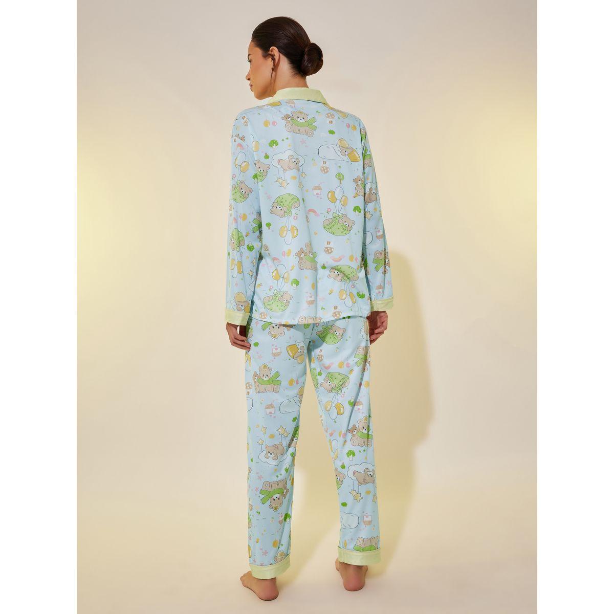 Styli Graphic Print Buttoned Shirt and Pyjama Set-women-clothing-nightwear-pyjamas-longsets-image-5