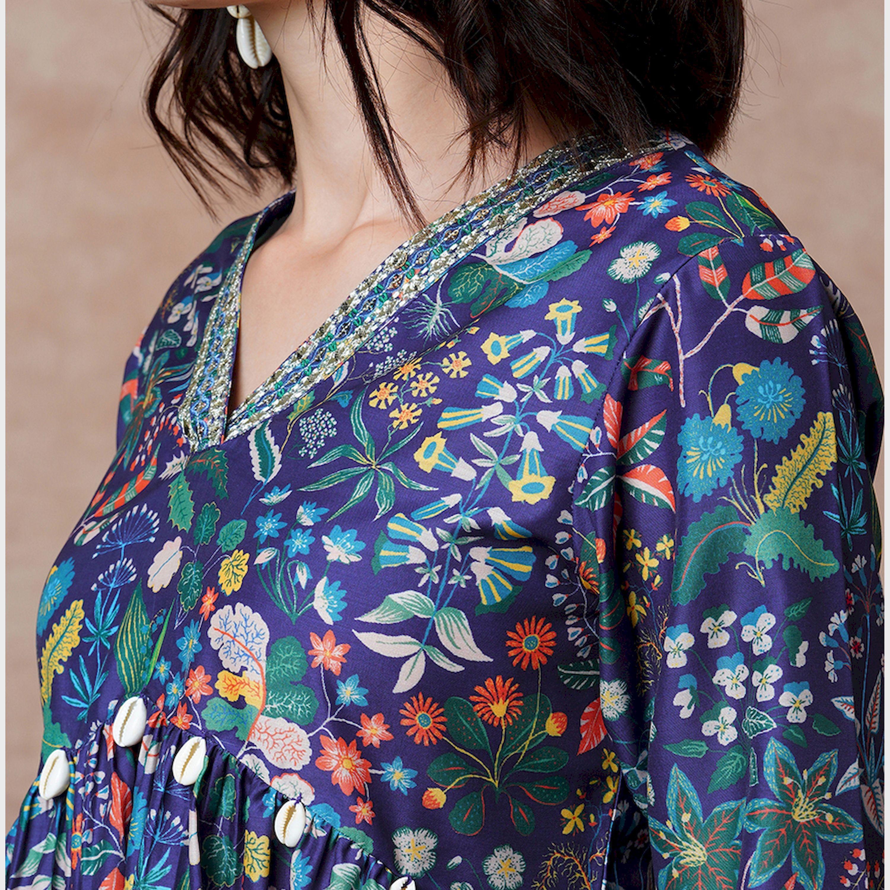 غلوبوس × ستايلي - طقم تونيك مع بنطلون مستقيم غلوبوس للنساء - بنفسجي مطبوع-women-clothing-coordsets-image-4