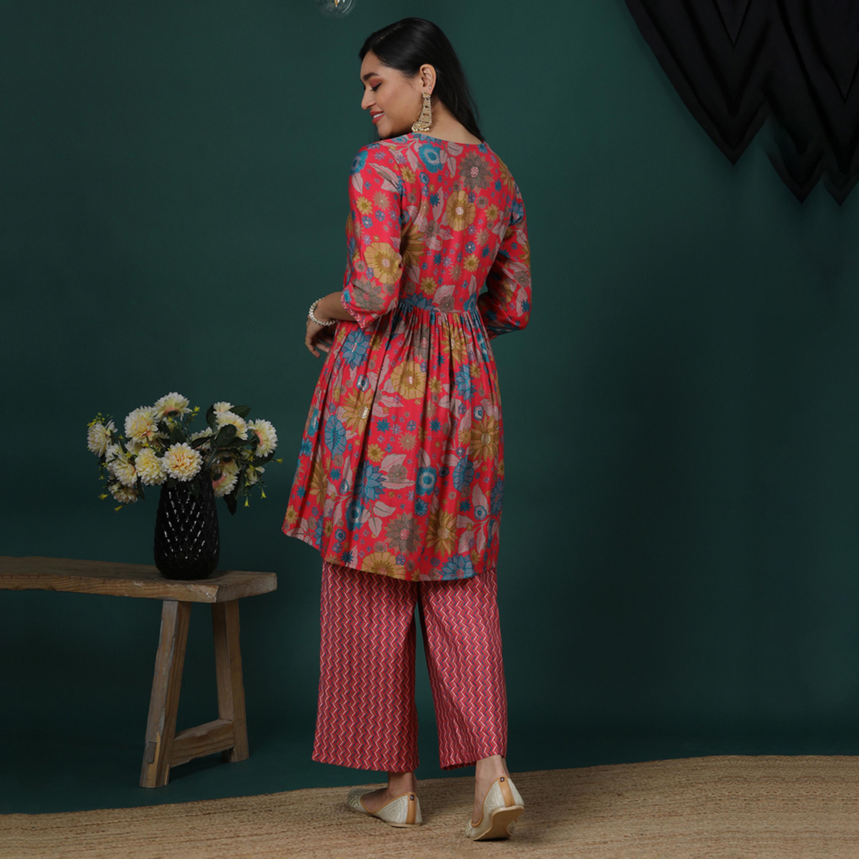 غلوبوس × ستايلي - طقم تونيك ببلوم مورّد مع بنطال بطبعة شيفرون-women-clothing-coordsets-image-3
