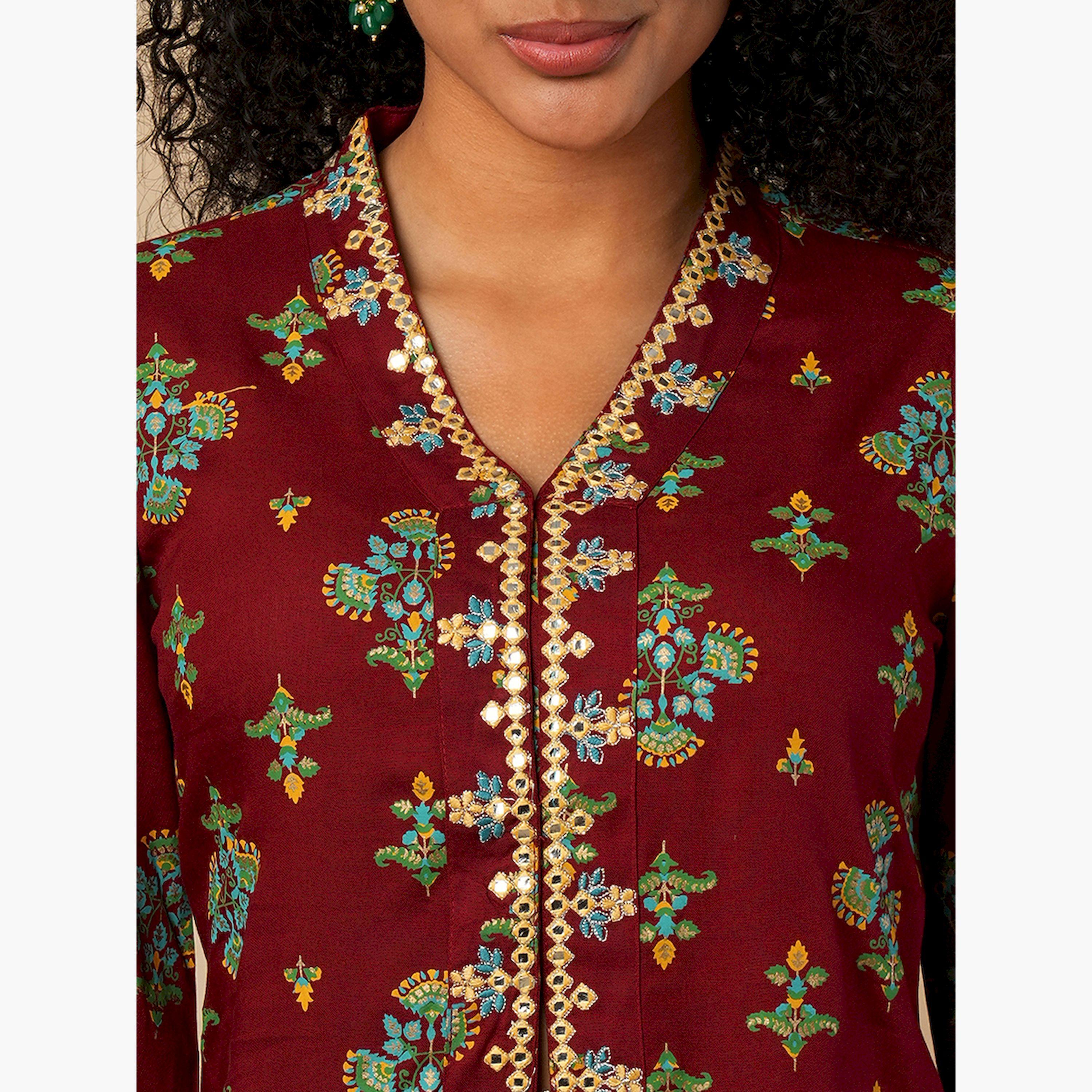Globus X Styli Printed Mirror Work Top and Pants Co-Ords-women-clothing-coordsets-image-4