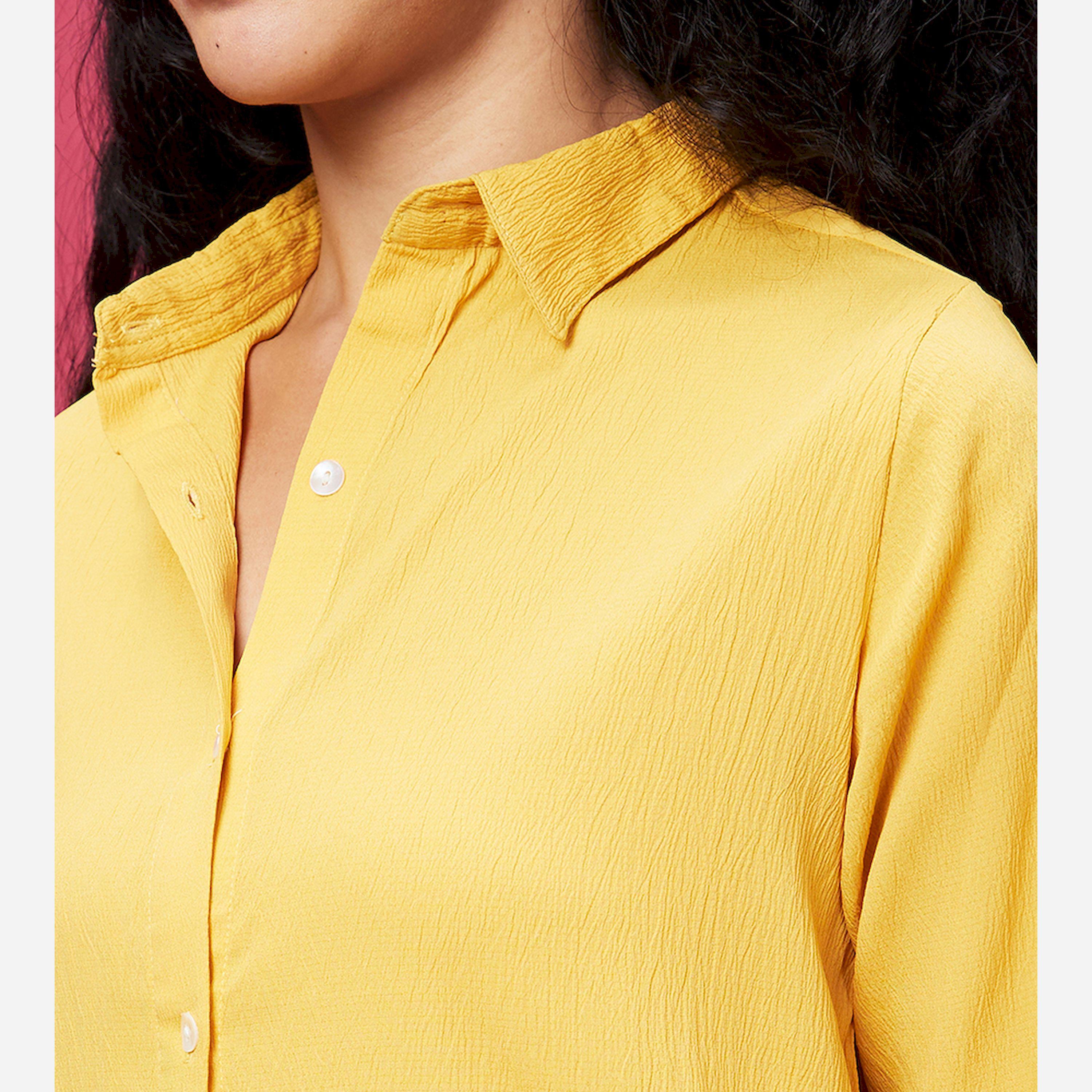 Globus X Styli Women Yellow Solid Shirt Collar Co-Ords-women-clothing-coordsets-image-4