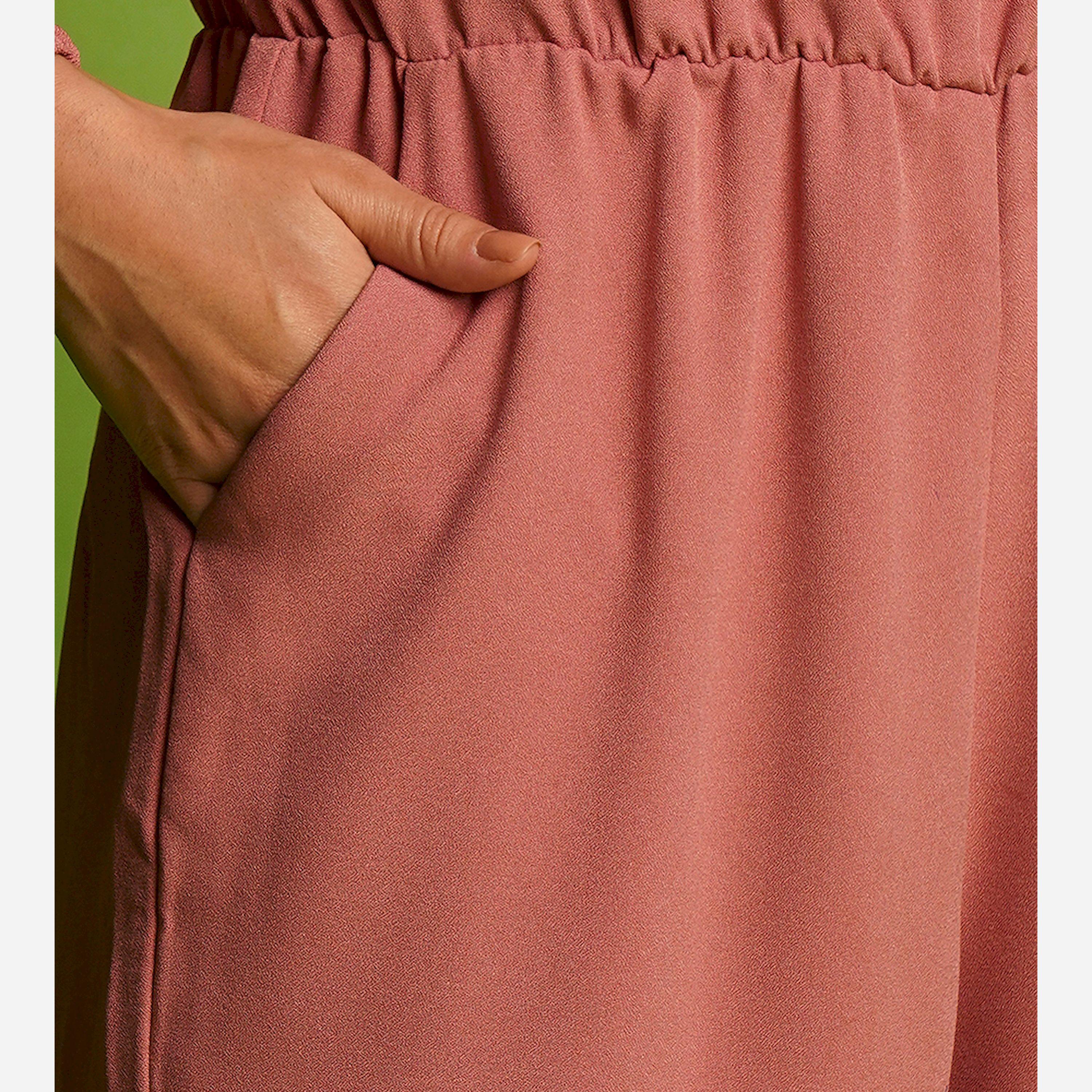 Globus X Styli Solid Wrap Neck Balloon Sleeves Gathered Waist Jumpsuit-women-clothing-jumpsuits-image-5