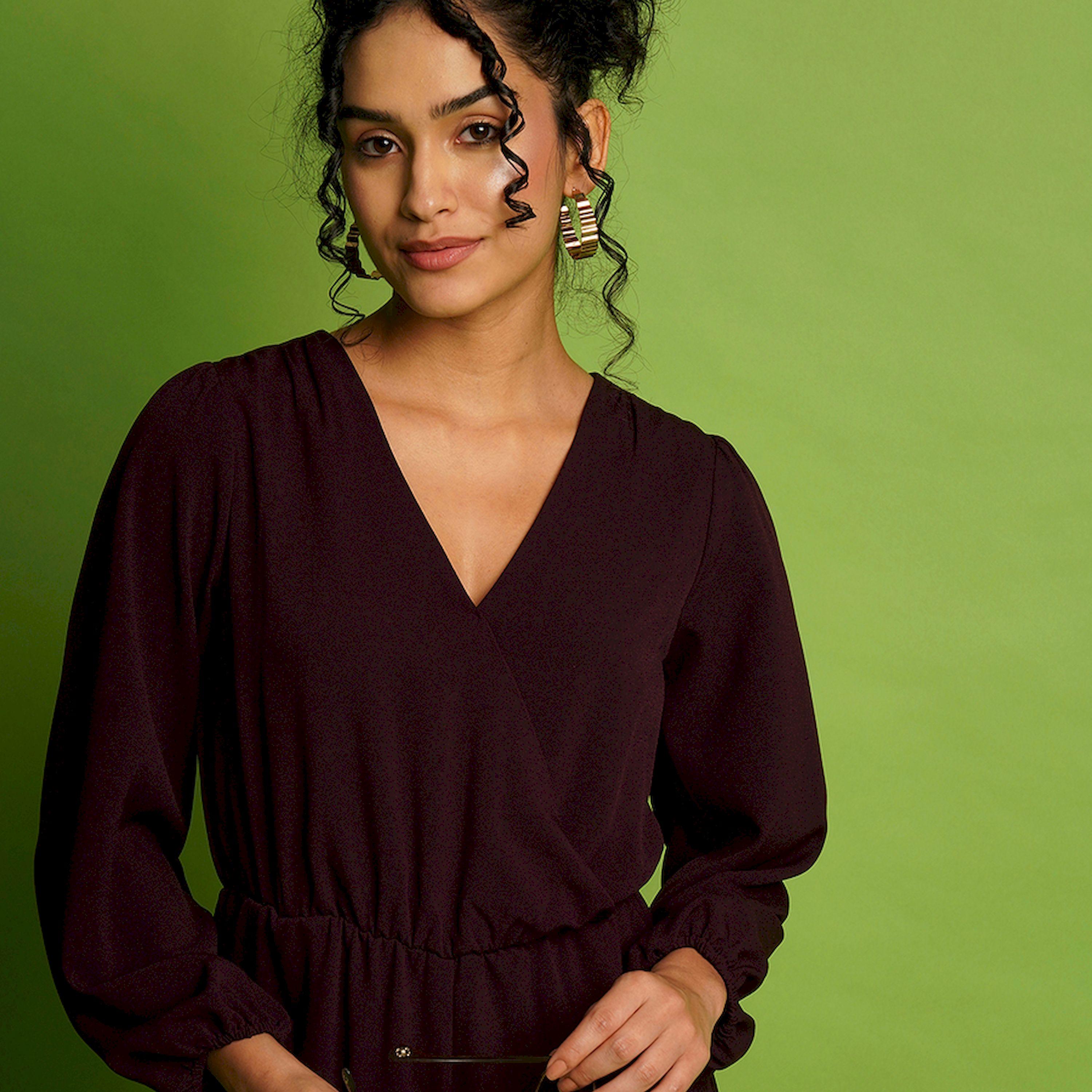 غلوبوس × ستايلي - جمبسوت نسائي طويل بأكمام بيشوب ورقبة ملفوفة-women-clothing-jumpsuits-image-5