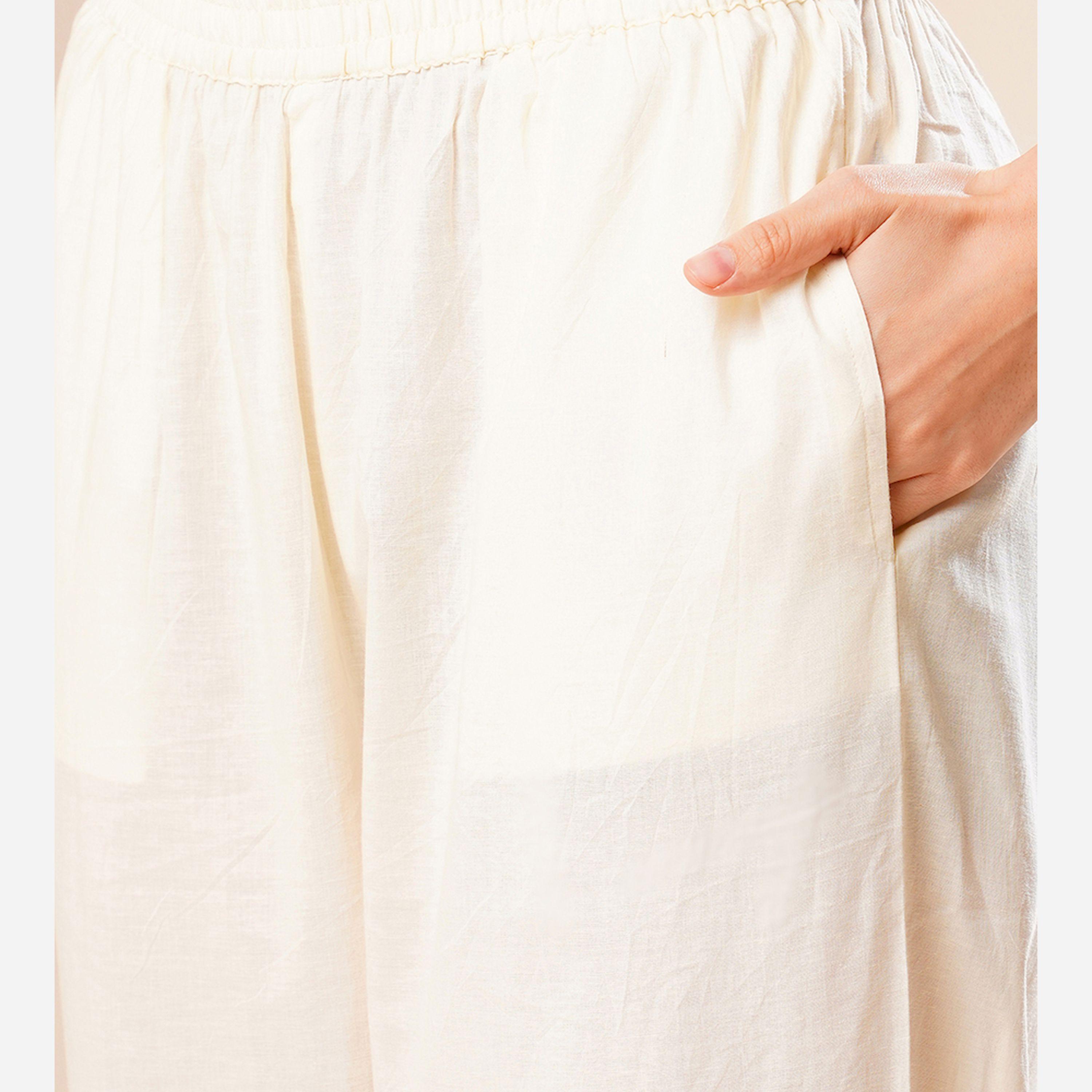 Globus X Styli Embroidered Pleated Straight Kurta And Pant Set-women-clothing-ethnicwear-bottoms-pants-image-5