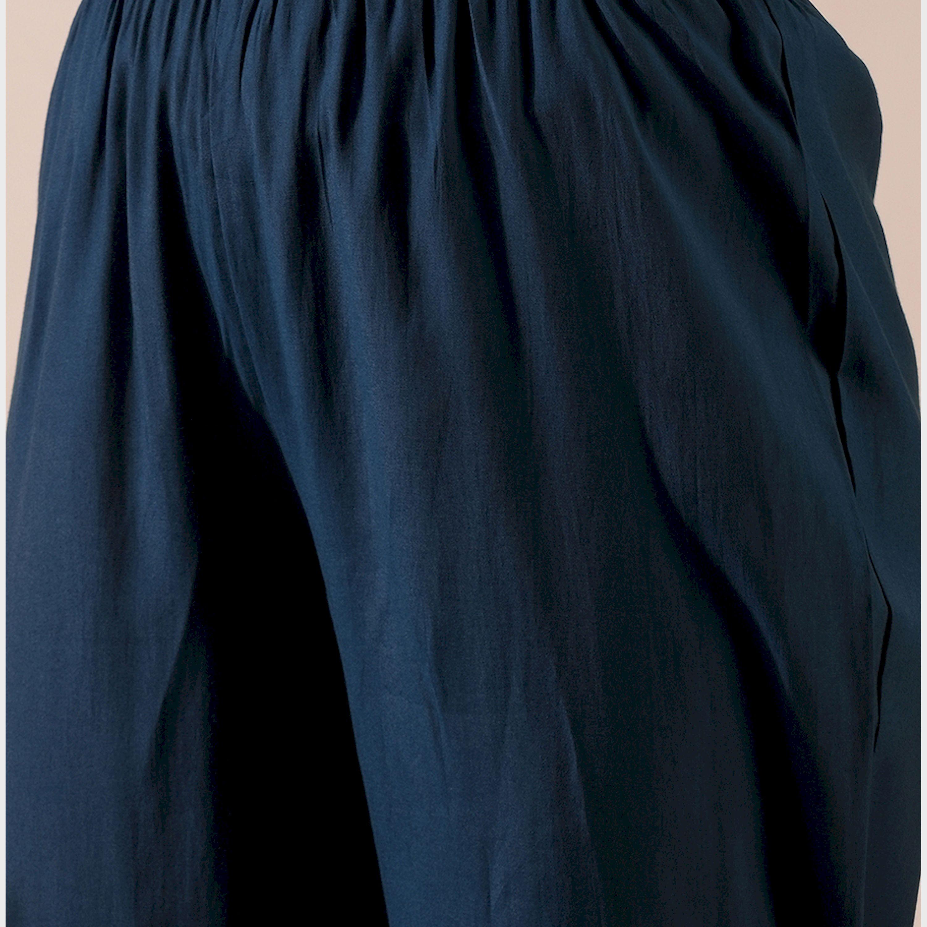 غلوبوس × ستايلي - طقم كورتا مستقيم مع حافة مموجة وثنيات مع بنطال للمناسبات للنساء-women-clothing-ethnicwear-bottoms-pants-image-5