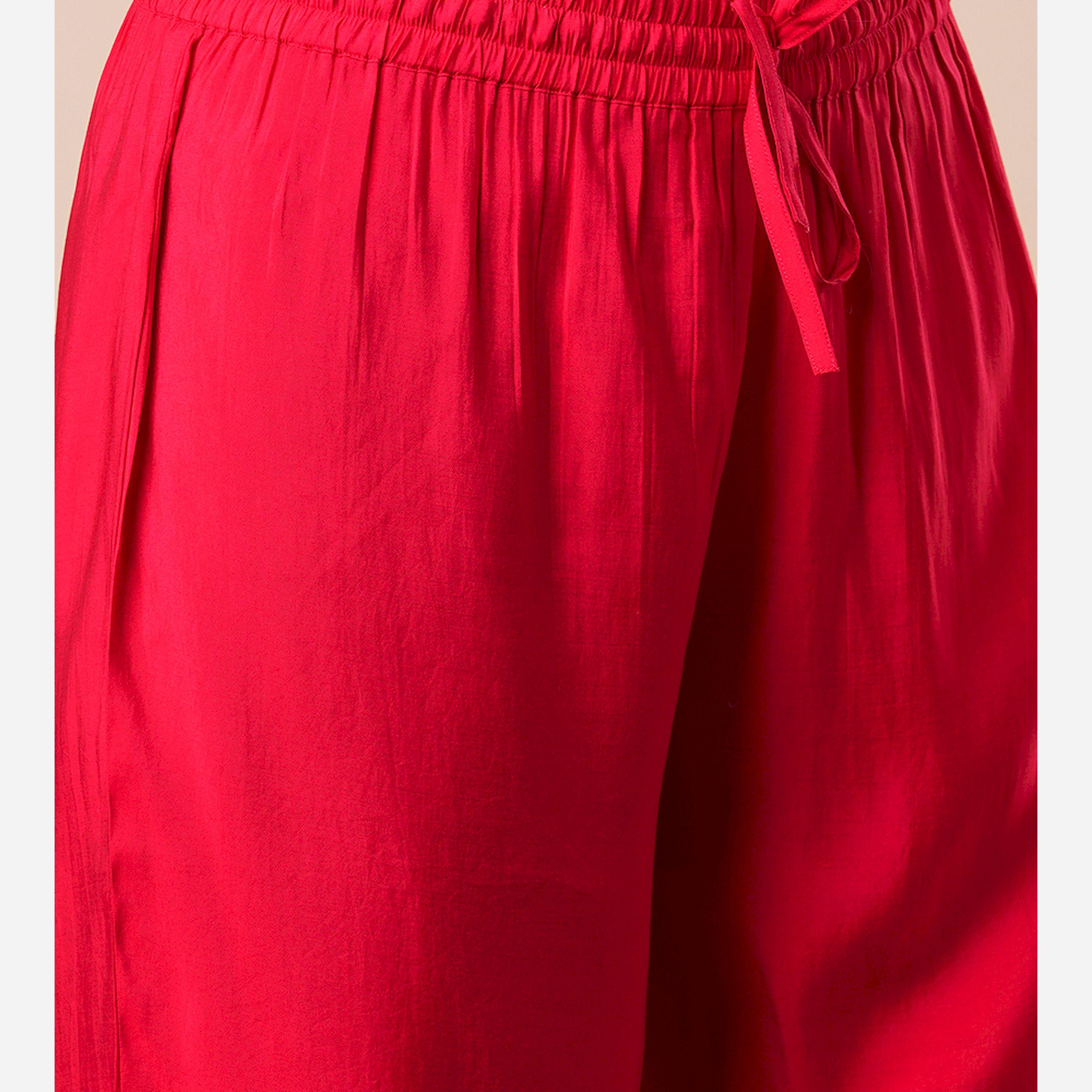 غلوبوس × ستايلي - طقم كورتا مستقيمة مطرزة بالترتر والزهور مع بنطال ووشاح دوباتا-women-clothing-ethnicwear-bottoms-pants-image-5