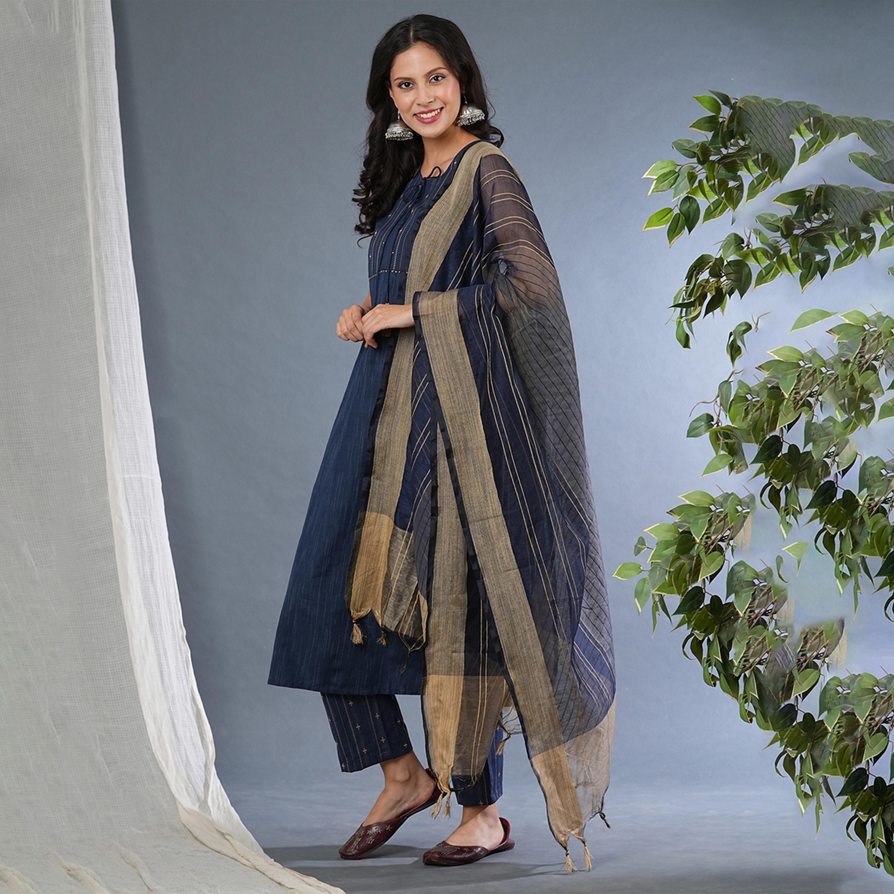 Globus X Styli Sleeveless Tie-Up Neck Straight Kurta With Pants And Dupatta Set-women-clothing-ethnicwear-kurtasets-image-2