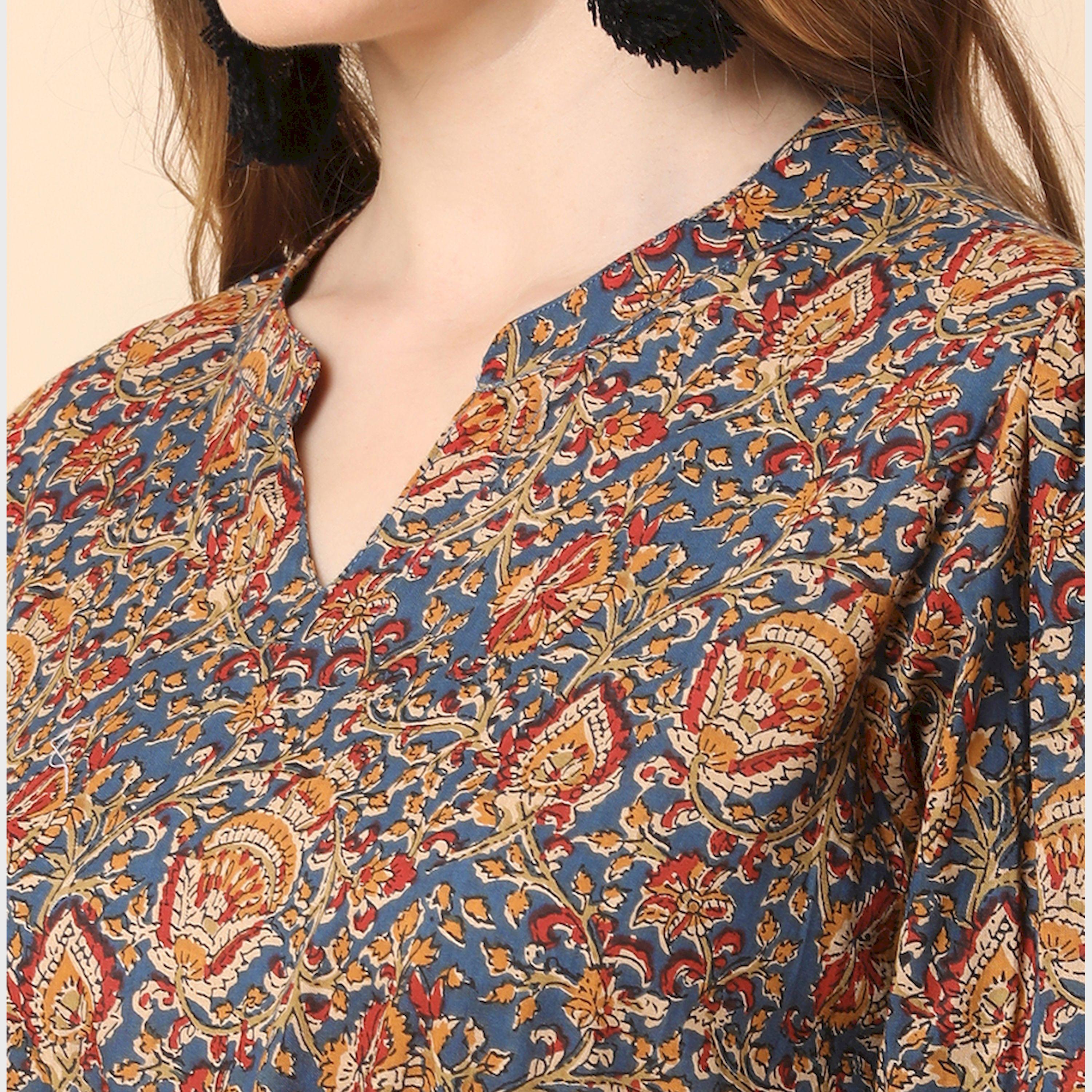 Globus X Styli All Over Print Mandarin Collar Puff Sleeve Maxi Dress-women-clothing-dresses-image-4