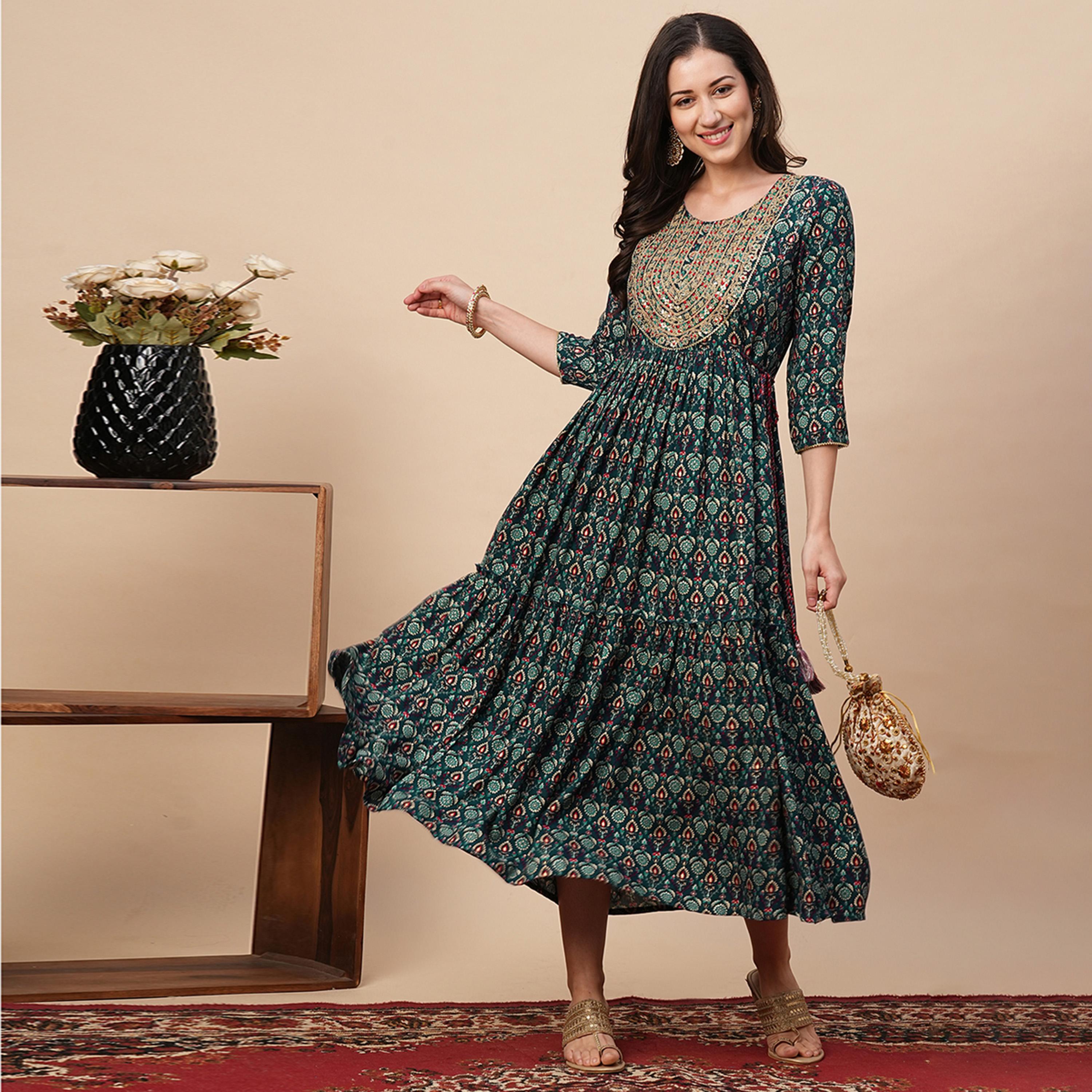 Globus X Styli All-Over Print Embroidered A-Line Tiered Midi Dress-women-clothing-dresses-image-1
