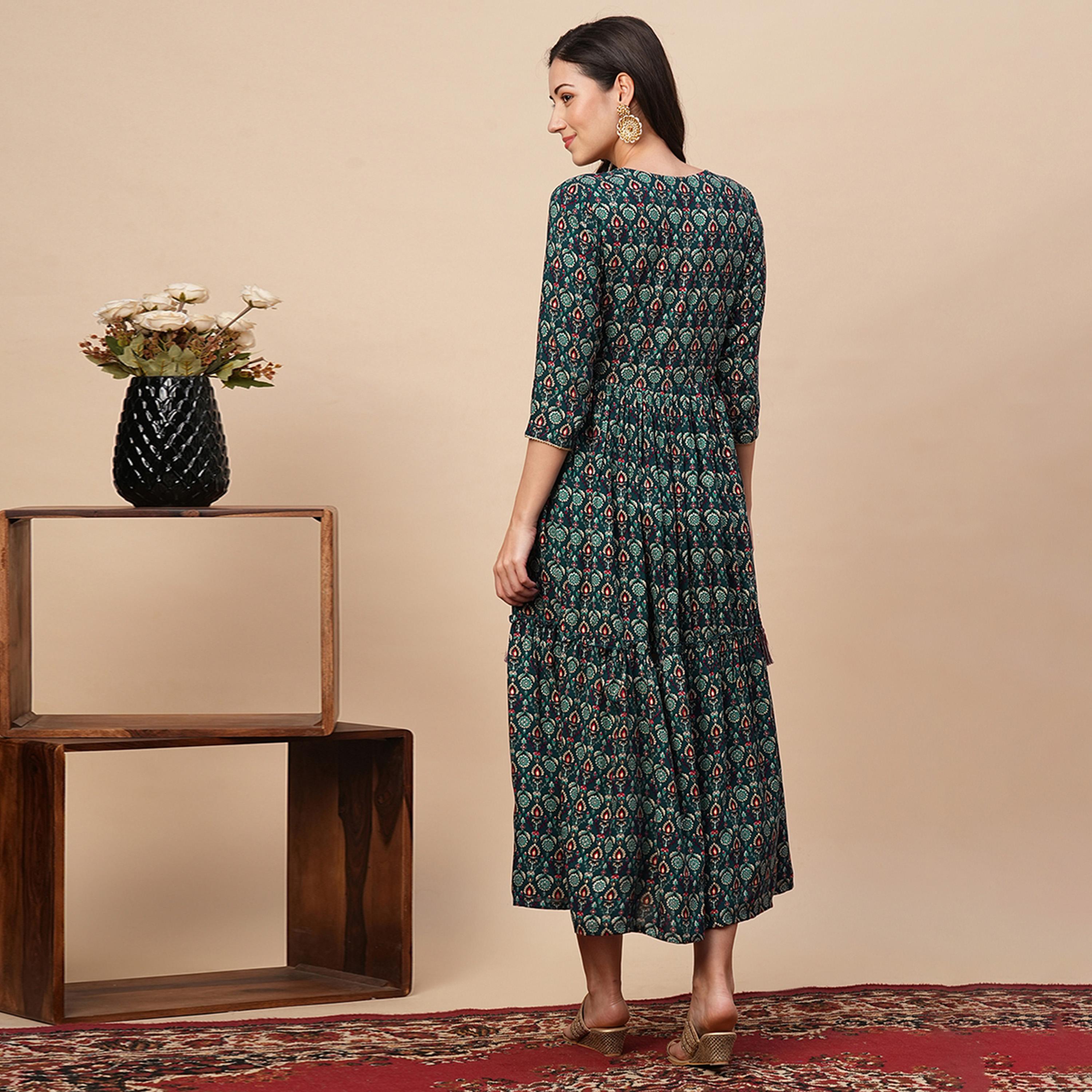 Globus X Styli All-Over Print Embroidered A-Line Tiered Midi Dress-women-clothing-dresses-image-3