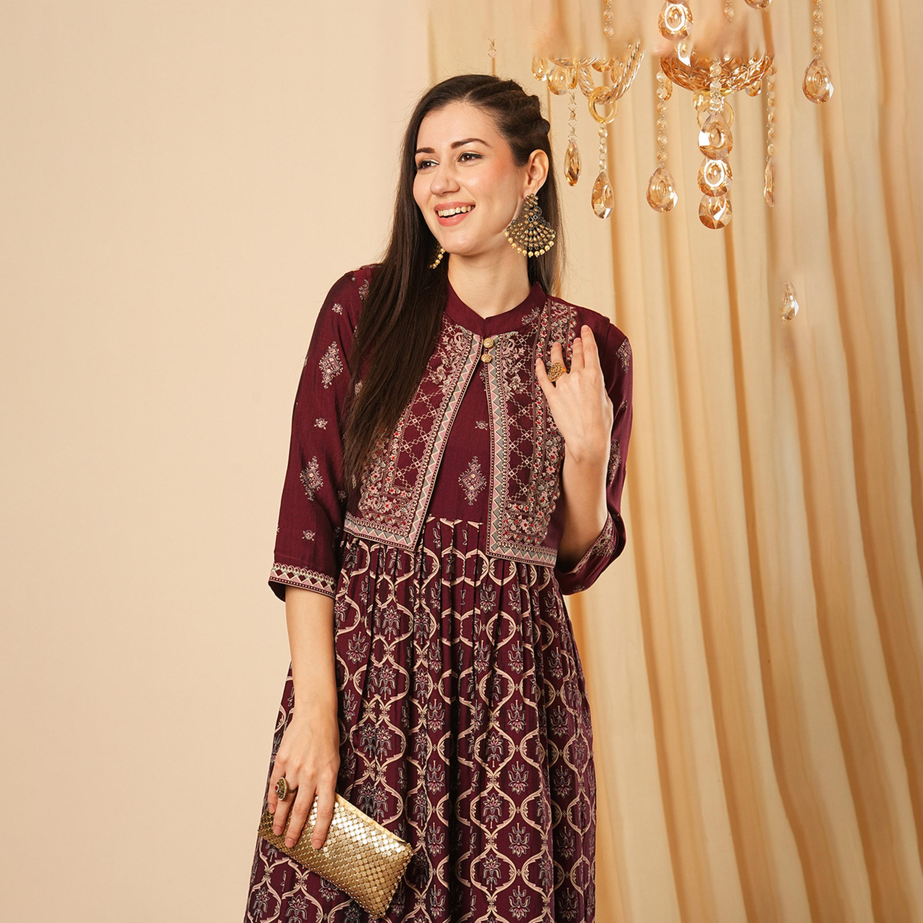 Globus X Styli All-Over Print Pleated A-Line Midi Dress With Sleeveless Detachable Koti-women-clothing-dresses-image-5