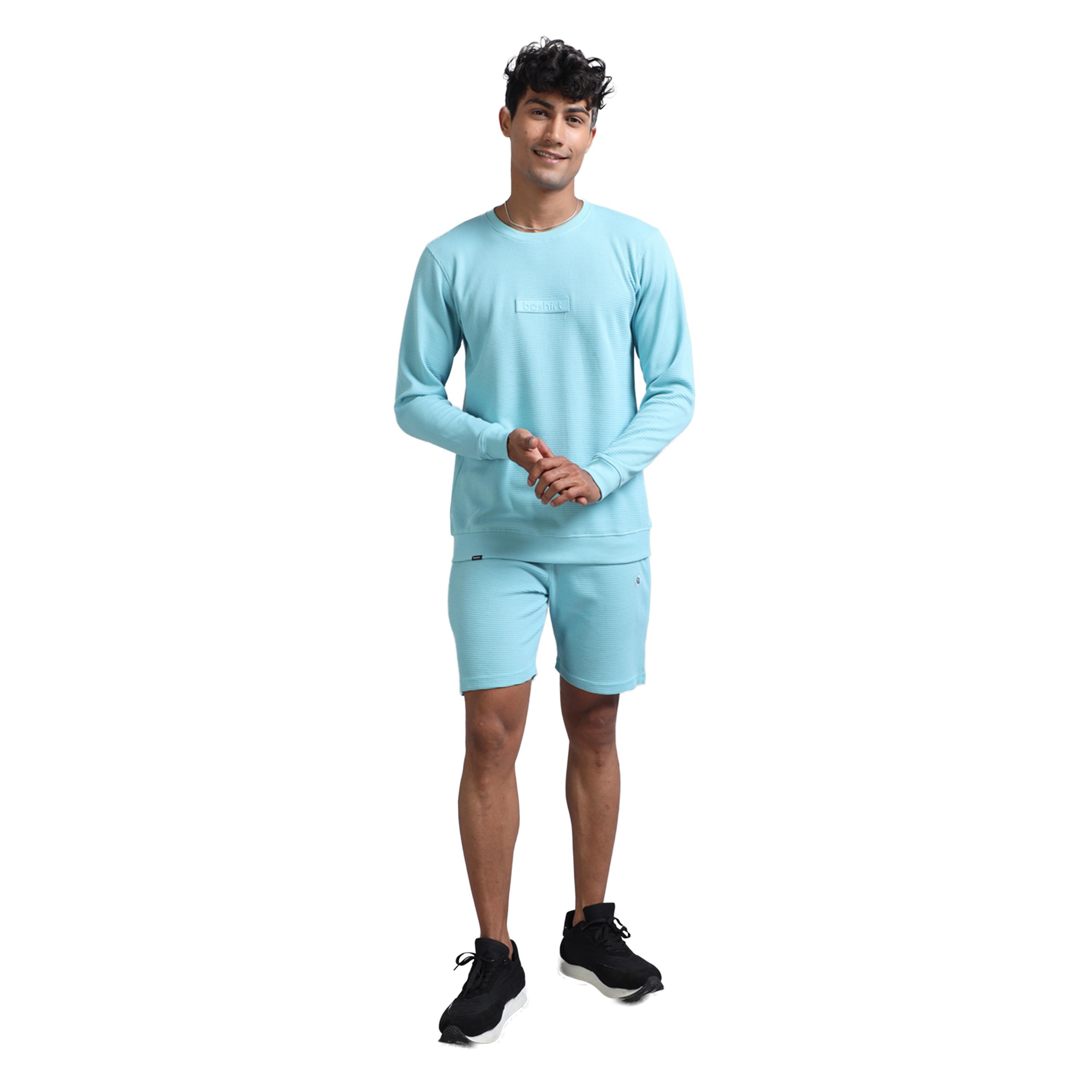 بوشيرت × ستايلي-  تي شيرت ذو رقبة دائرية وشورت منسق-men-clothing-coordsets-image-1