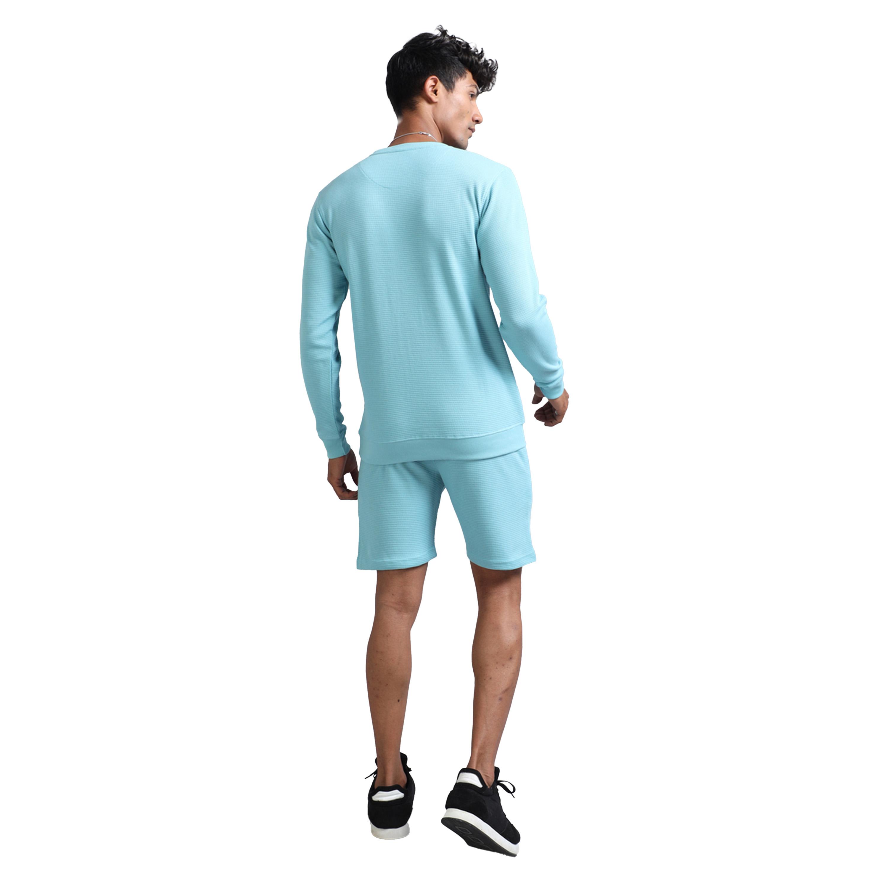 Bushirt X Styli Textured Round Neck T-Shirt and Shorts Co-Ords-men-clothing-coordsets-image-4