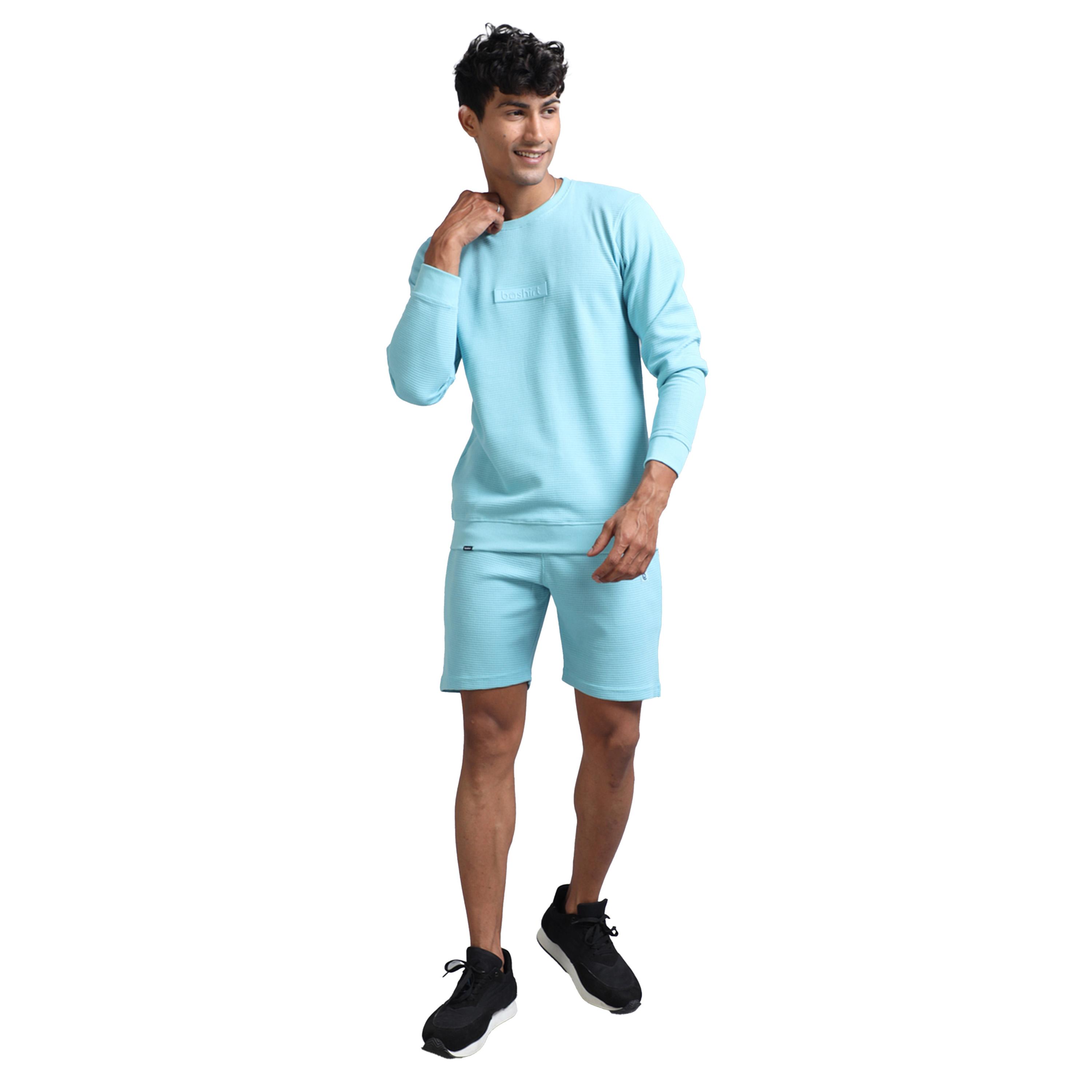 Bushirt X Styli Textured Round Neck T-Shirt and Shorts Co-Ords-men-clothing-coordsets-image-5
