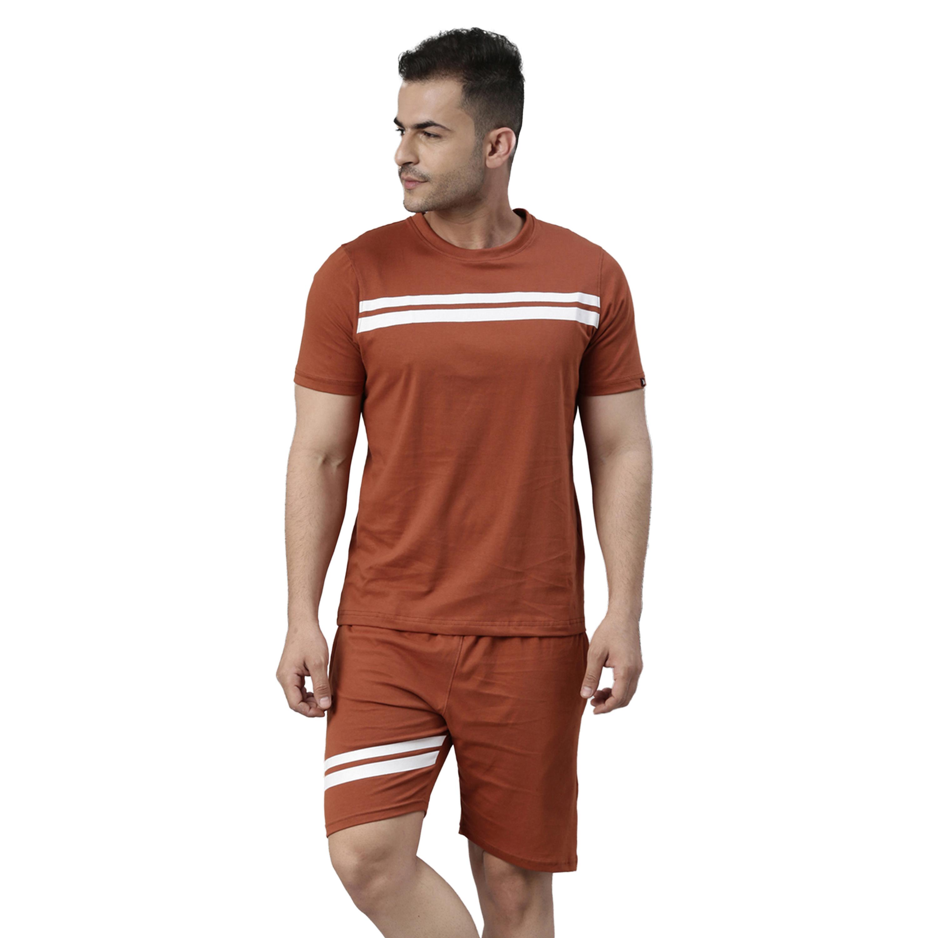 Bushirt X Styli Striped Round Neck T-Shirt and Shorts Co-Ords-men-clothing-coordsets-image-1