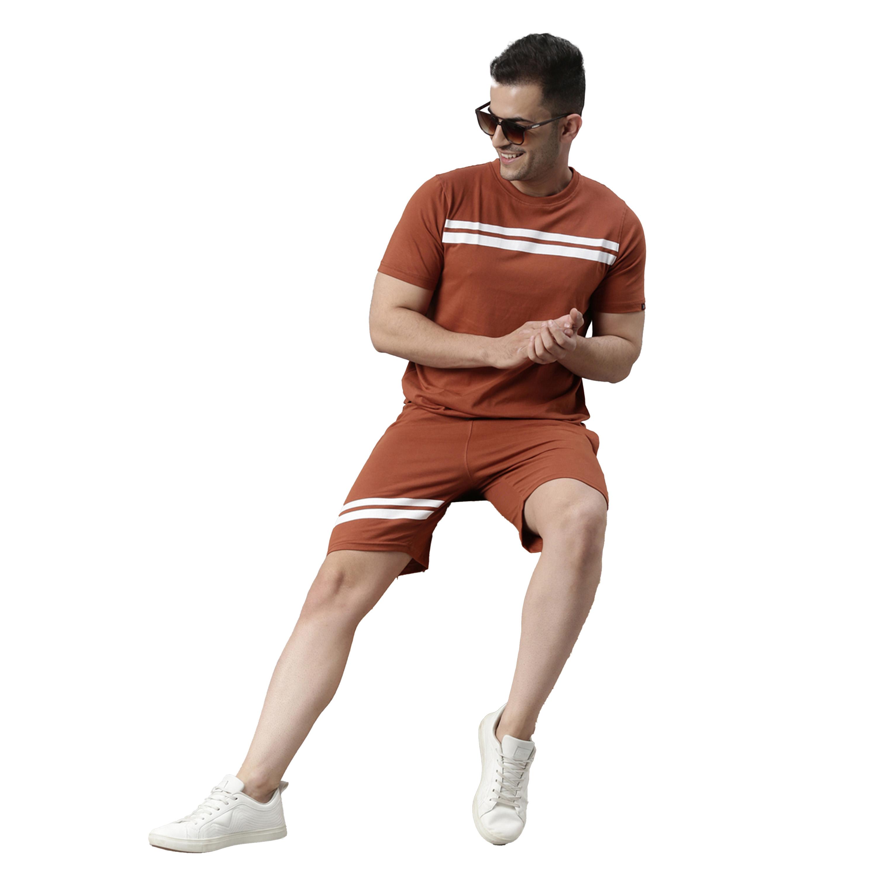 Bushirt X Styli Striped Round Neck T-Shirt and Shorts Co-Ords-men-clothing-coordsets-image-3