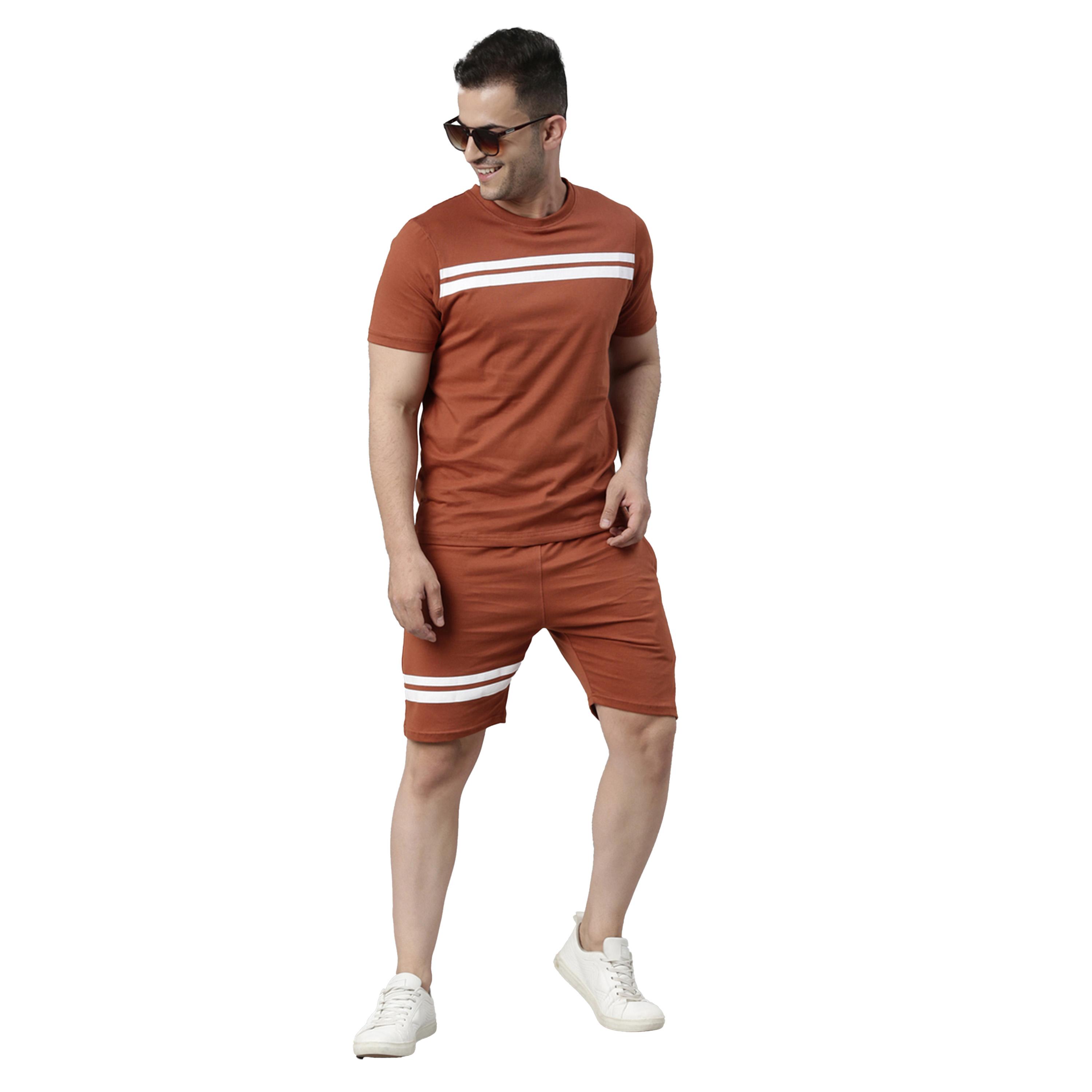 Bushirt X Styli Striped Round Neck T-Shirt and Shorts Co-Ords-men-clothing-coordsets-image-4