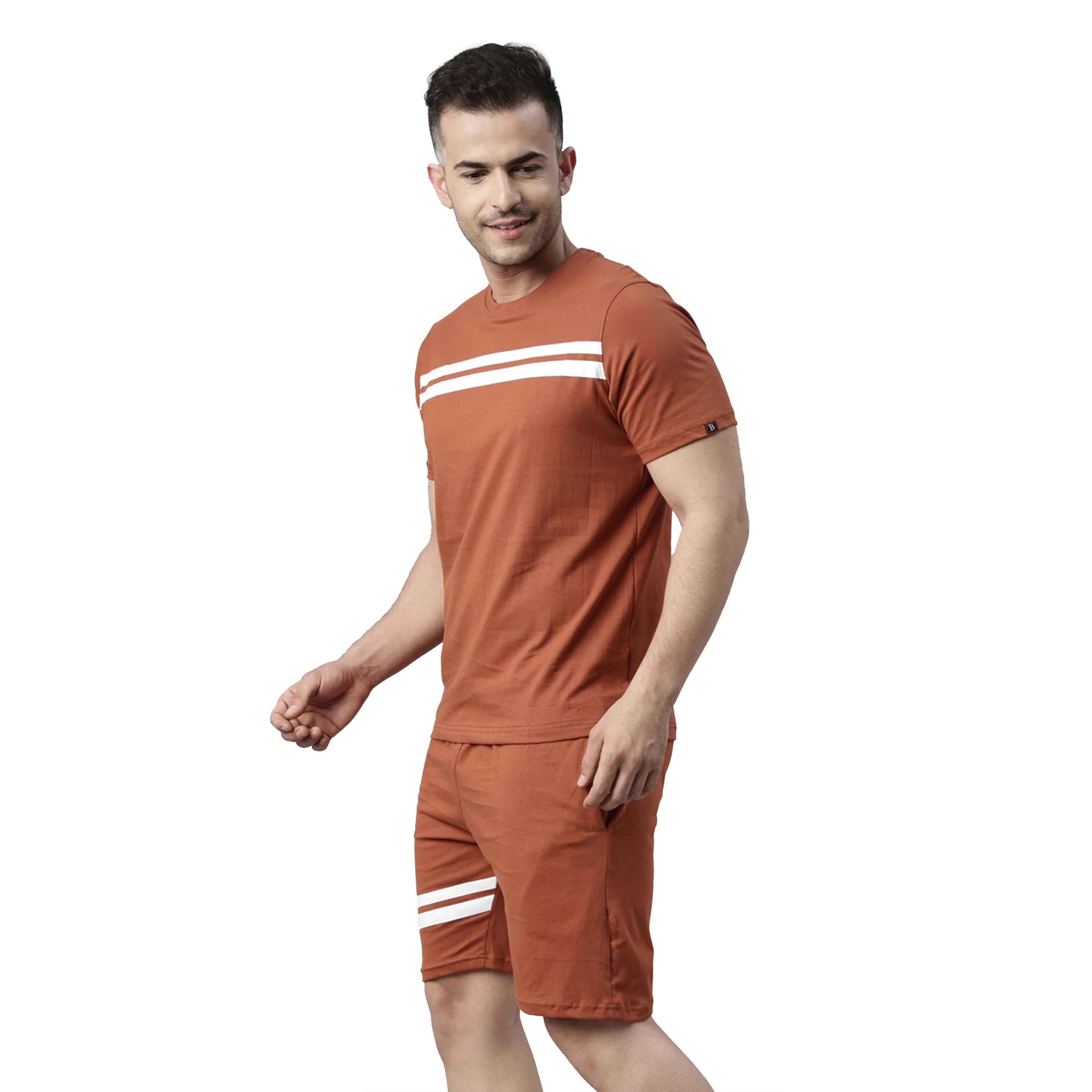 Bushirt X Styli Striped Round Neck T-Shirt and Shorts Co-Ords-men-clothing-coordsets-image-5