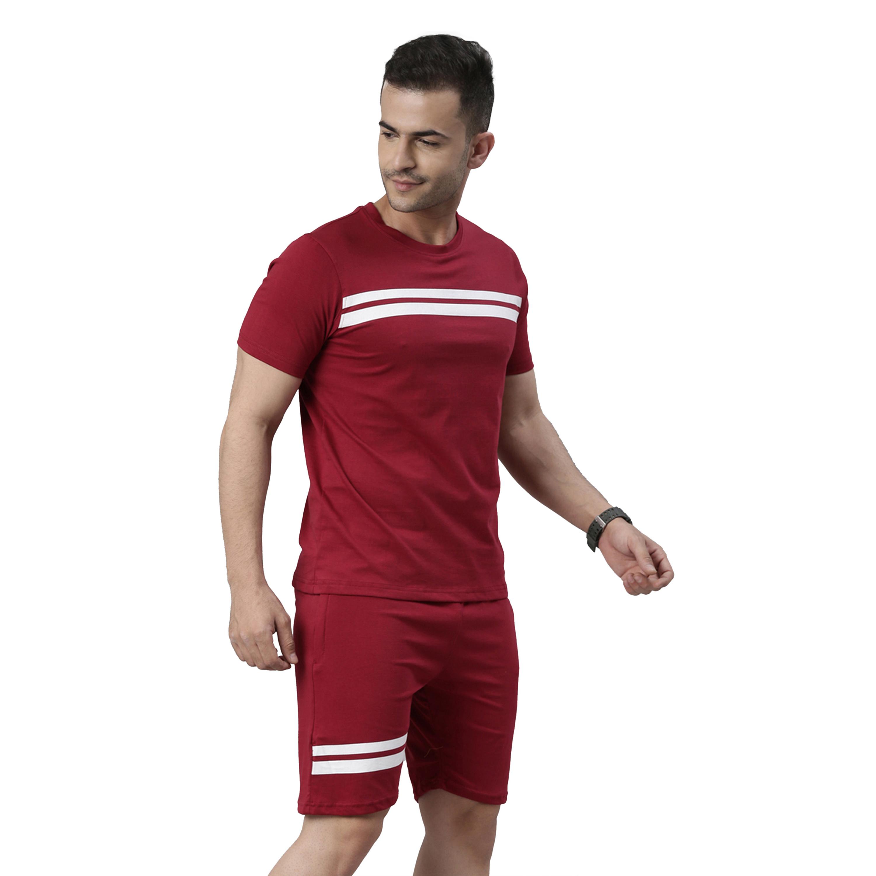 Bushirt X Styli Striped Round Neck T-Shirt and Shorts Co-Ords-men-clothing-coordsets-image-5
