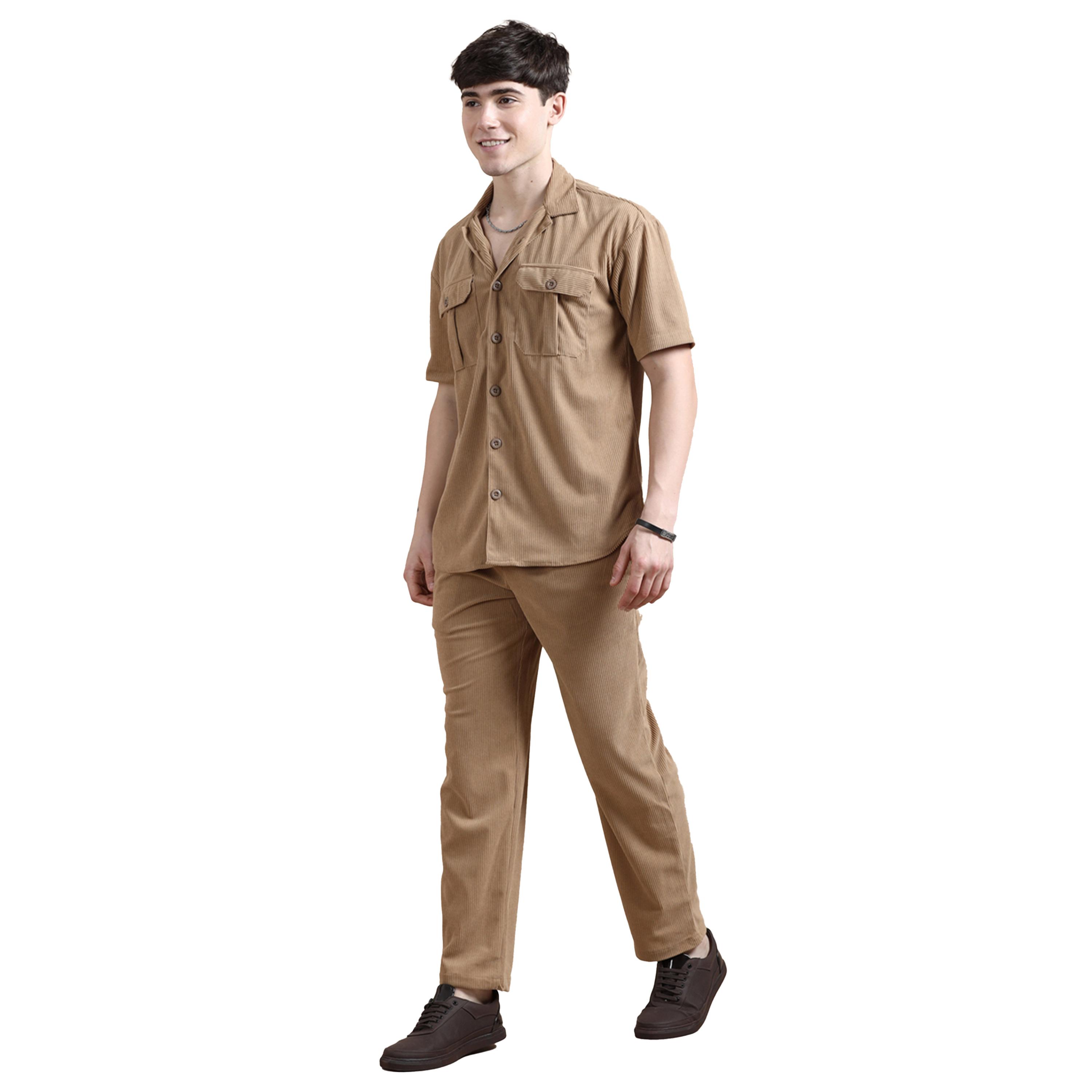 Bushirt X Styli Corduroy Pocket Detail Shirt and Pants Co-Ords-men-clothing-coordsets-image-2