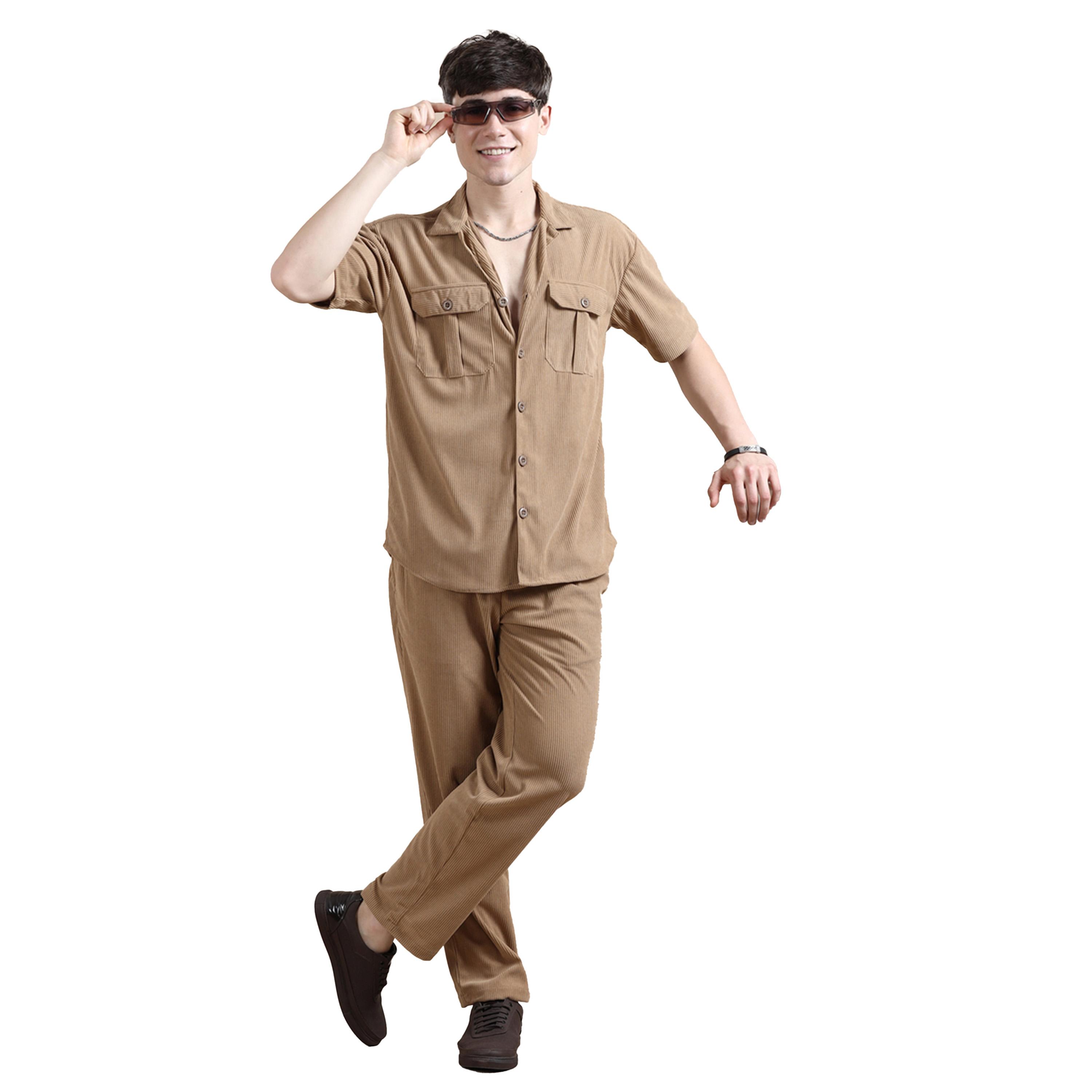 Bushirt X Styli Corduroy Pocket Detail Shirt and Pants Co-Ords-men-clothing-coordsets-image-5