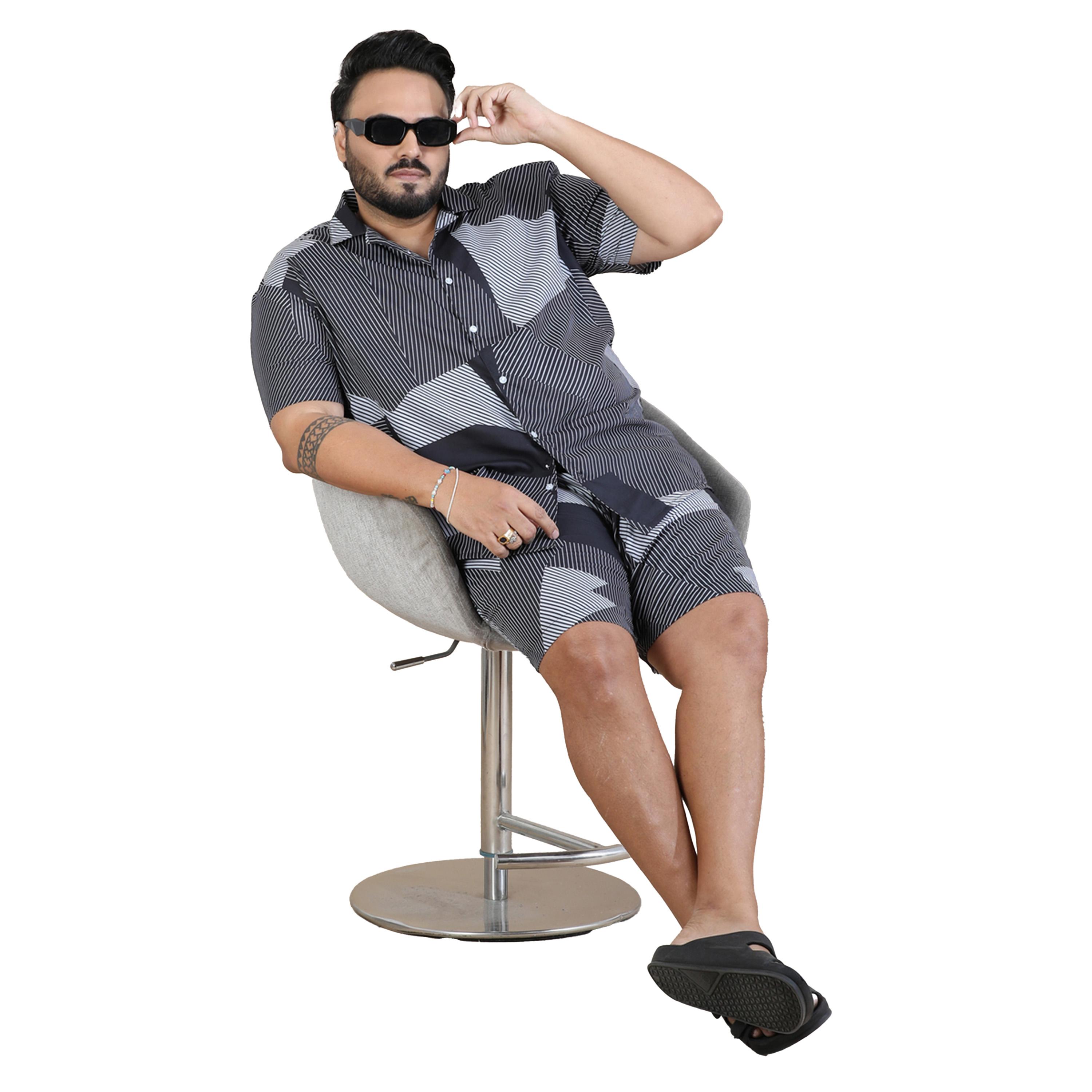Bushirt X Styli Plus Size Printed Shirt and Shorts Co-Ords-men-clothing-coordsets-image-4