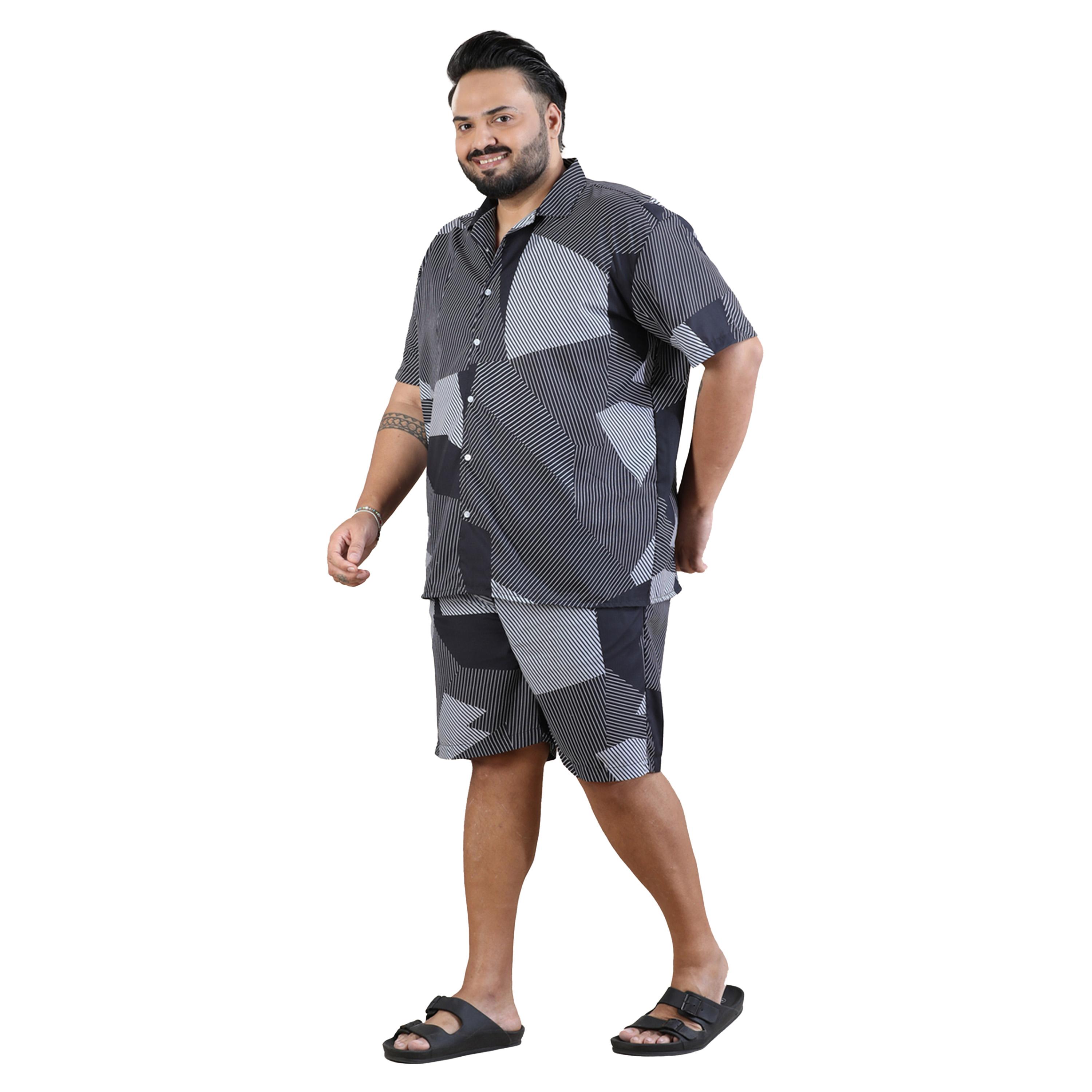 Bushirt X Styli Plus Size Printed Shirt and Shorts Co-Ords-men-clothing-coordsets-image-5
