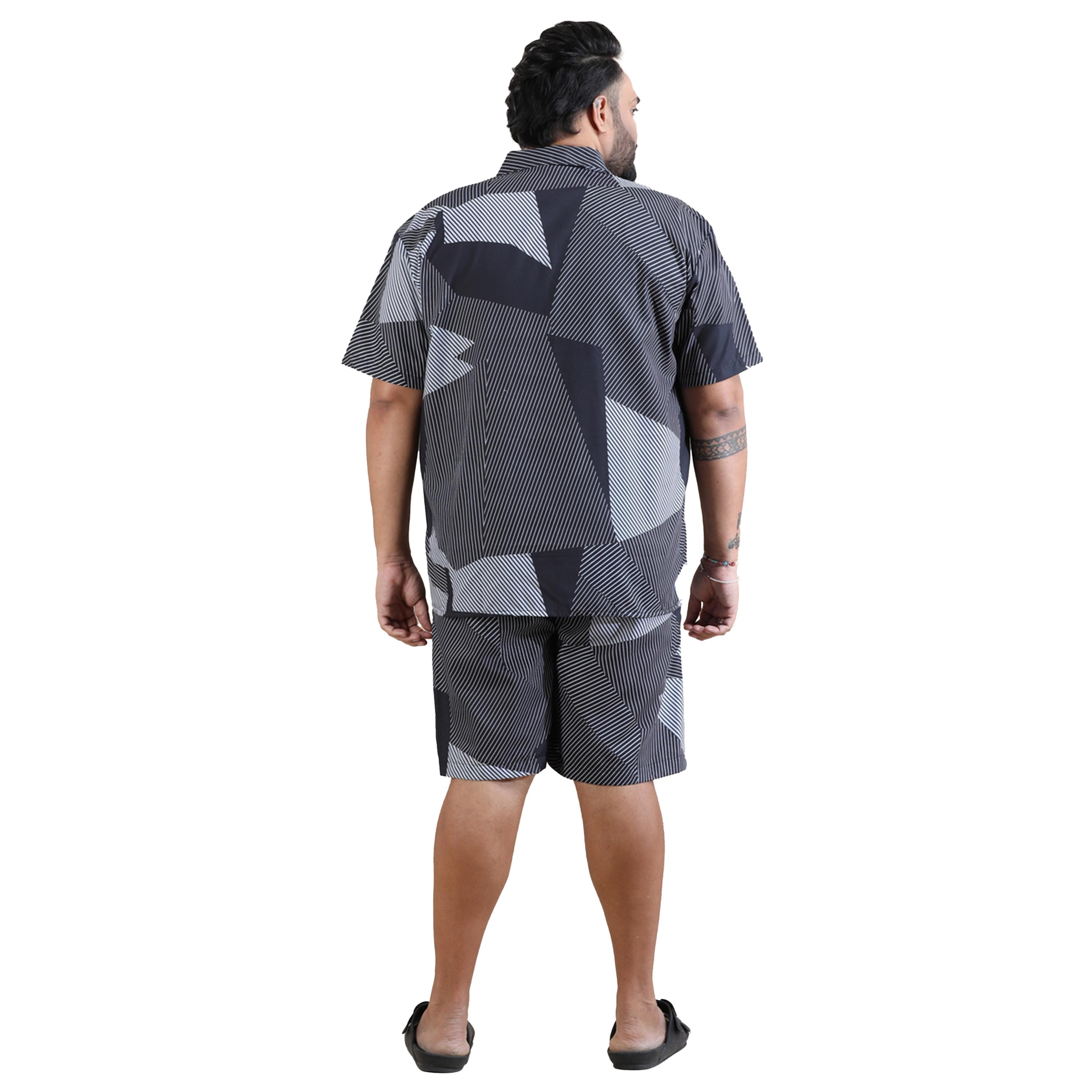 بوشيرت × ستايلي-  قميص وسروال قصير مطبوع بمقاسات كبيرة-men-clothing-coordsets-image-6