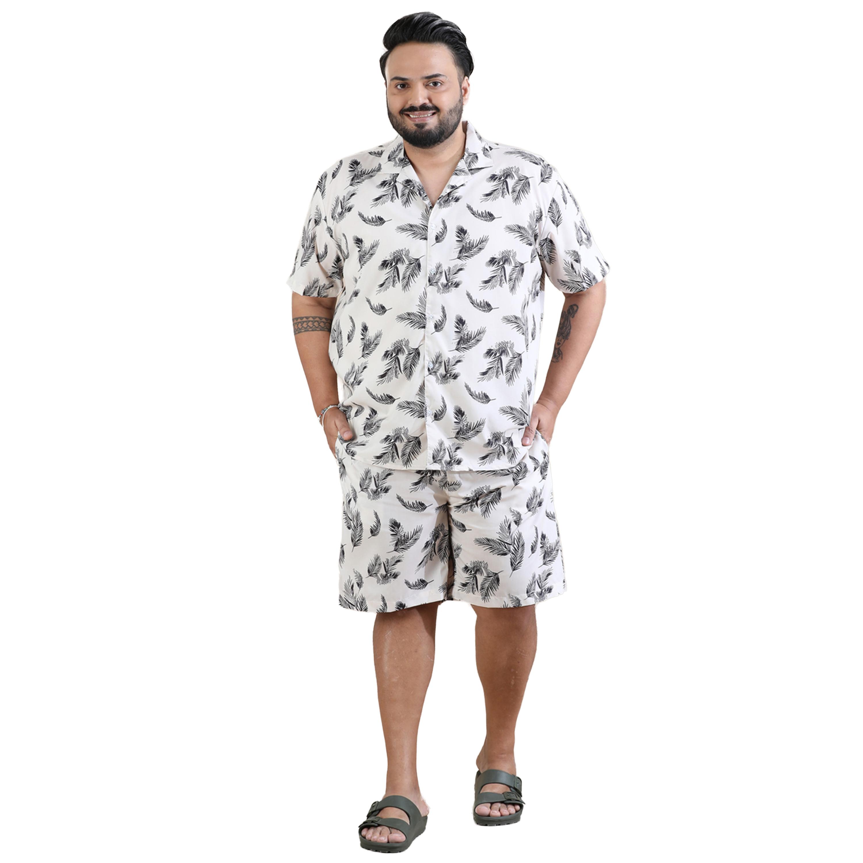 Bushirt X Styli Plus Size Printed Shirt and Shorts Co-Ords-men-clothing-coordsets-image-1