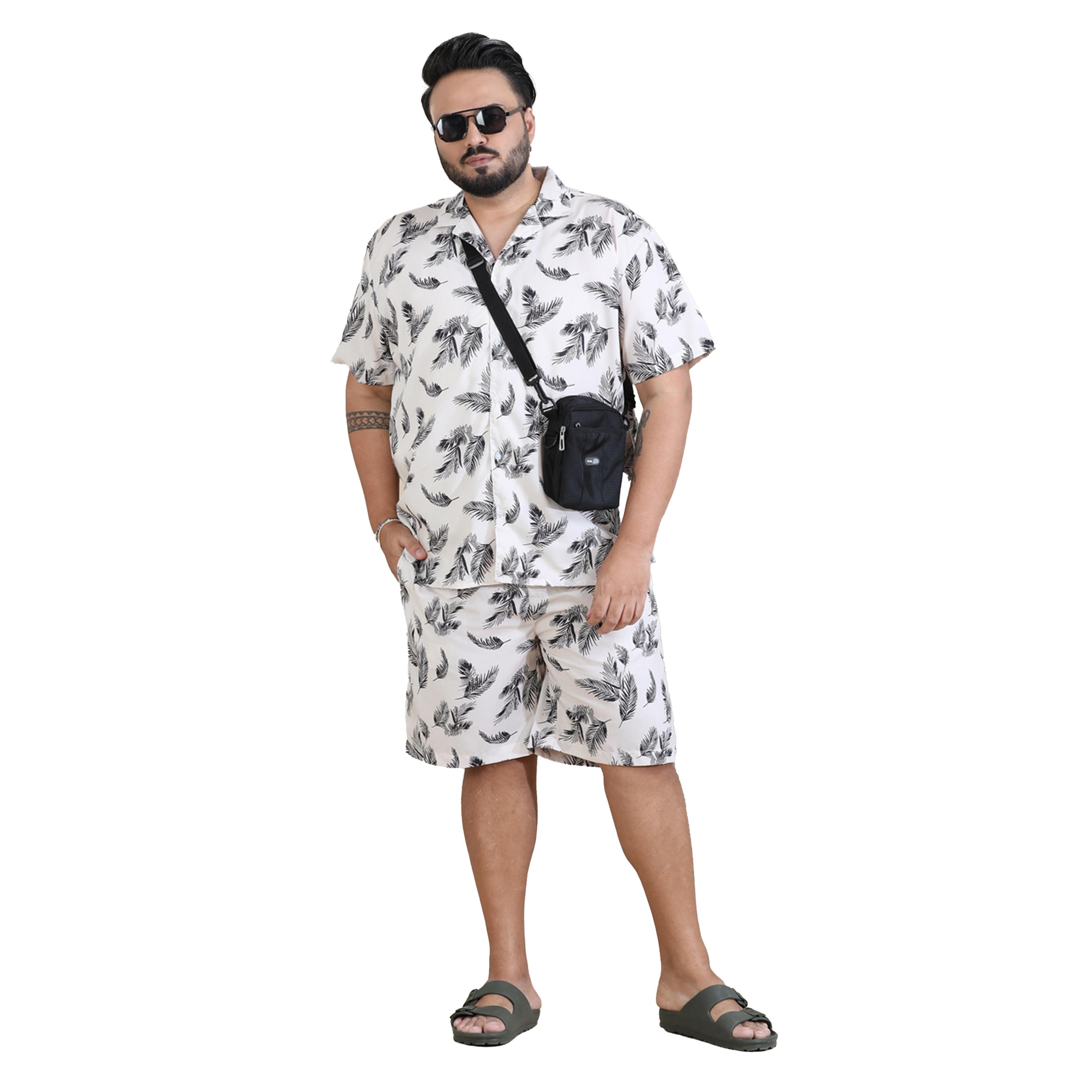Bushirt X Styli Plus Size Printed Shirt and Shorts Co-Ords-men-clothing-coordsets-image-2