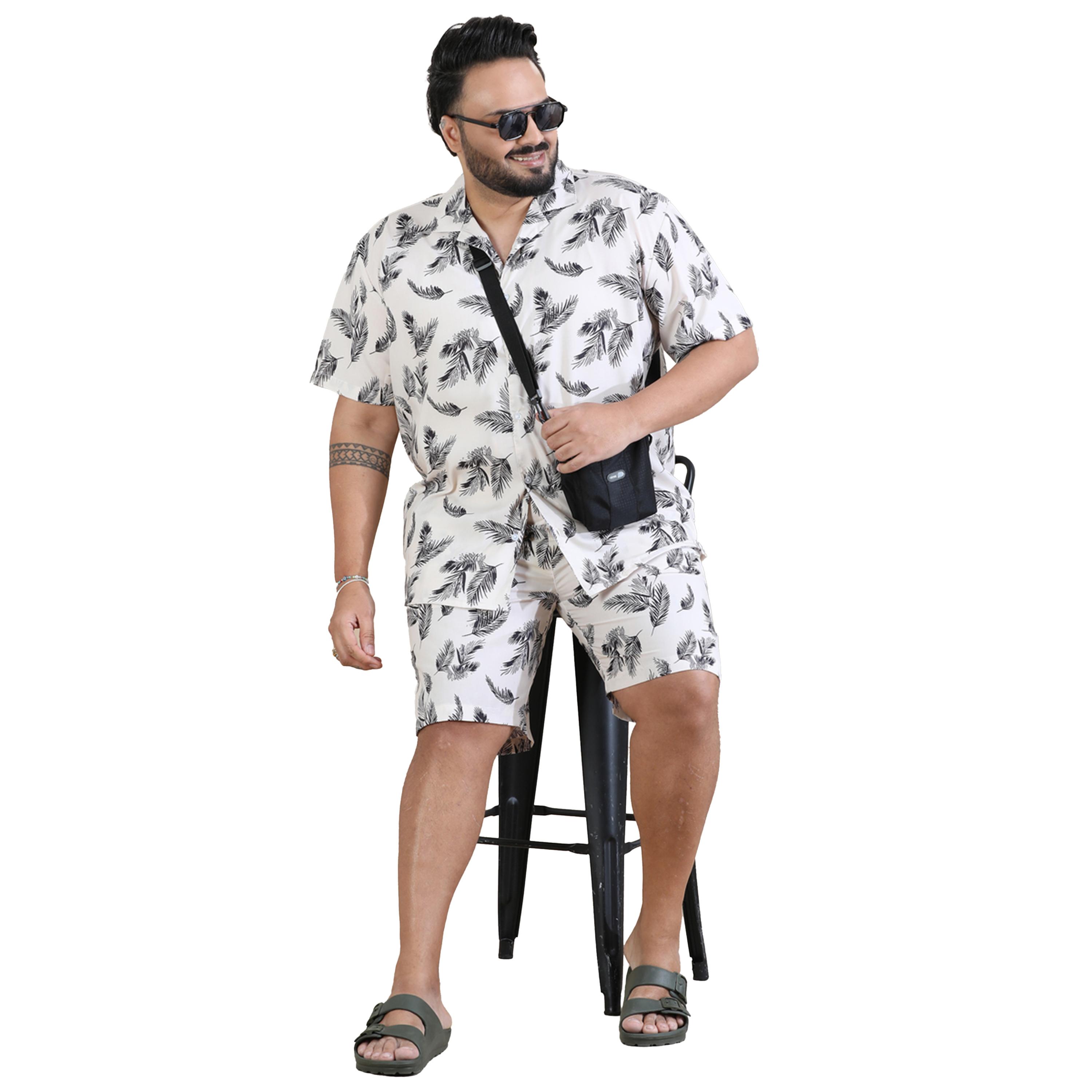 بوشيرت × ستايلي-  قميص وسروال قصير مطبوع بمقاسات كبيرة-men-clothing-coordsets-image-3