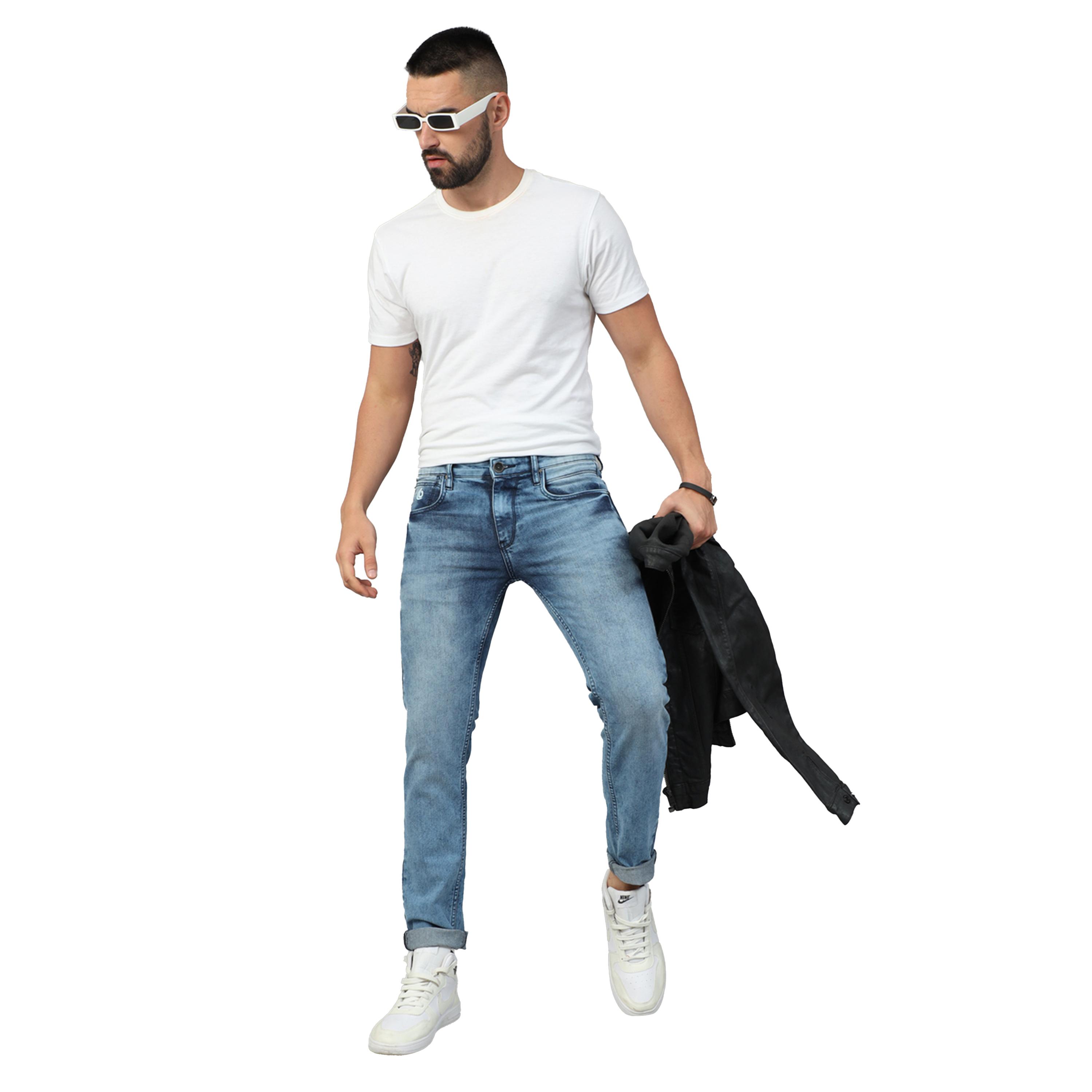 بوشيرت × ستايلي-  بنطال جينز باهت قصّة عادية متوسط ​​الارتفاع-men-clothing-bottoms-jeans-image-2