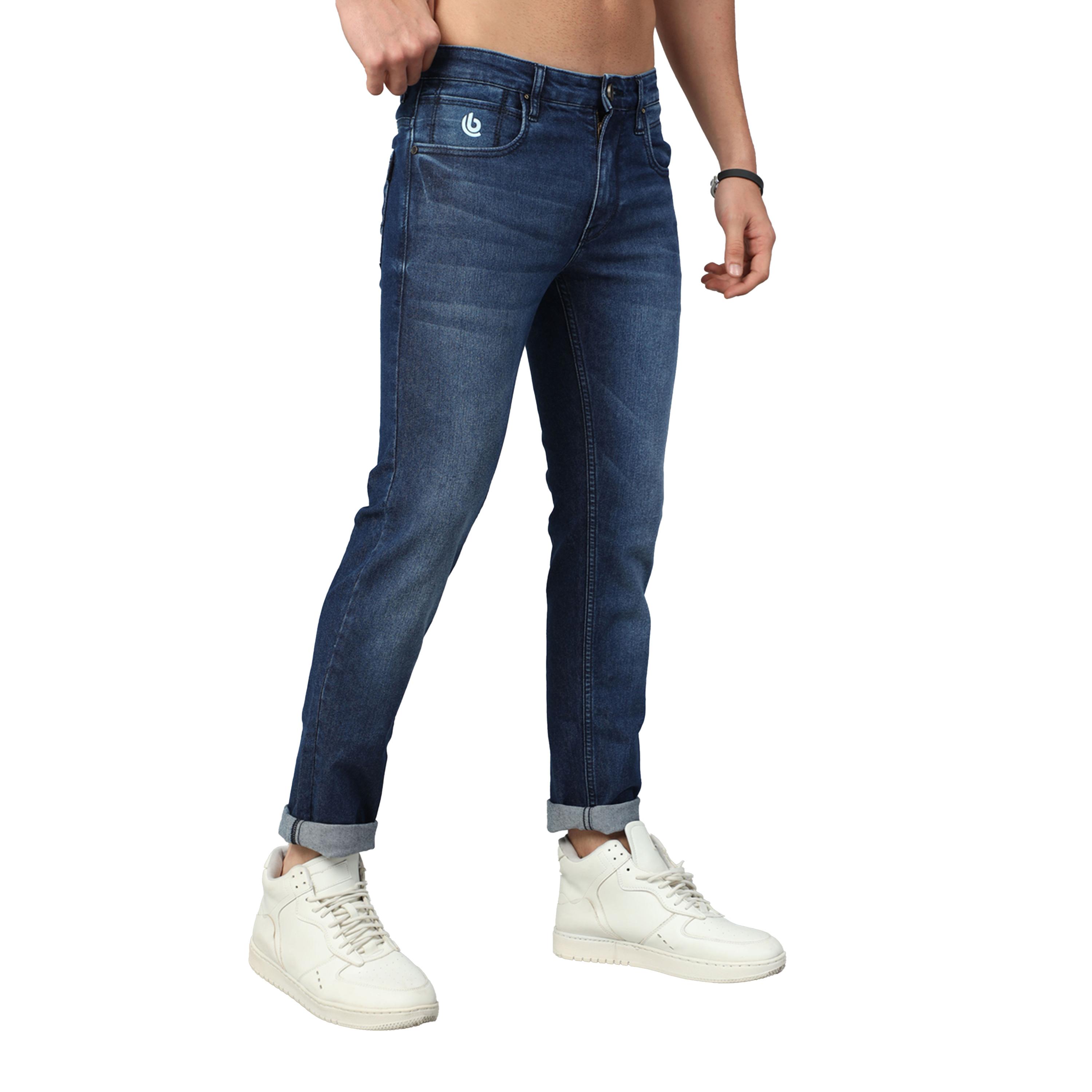 بوشيرت × ستايلي-  بنطال جينز باهت قصّة عادية متوسط ​​الارتفاع-men-clothing-bottoms-jeans-image-2