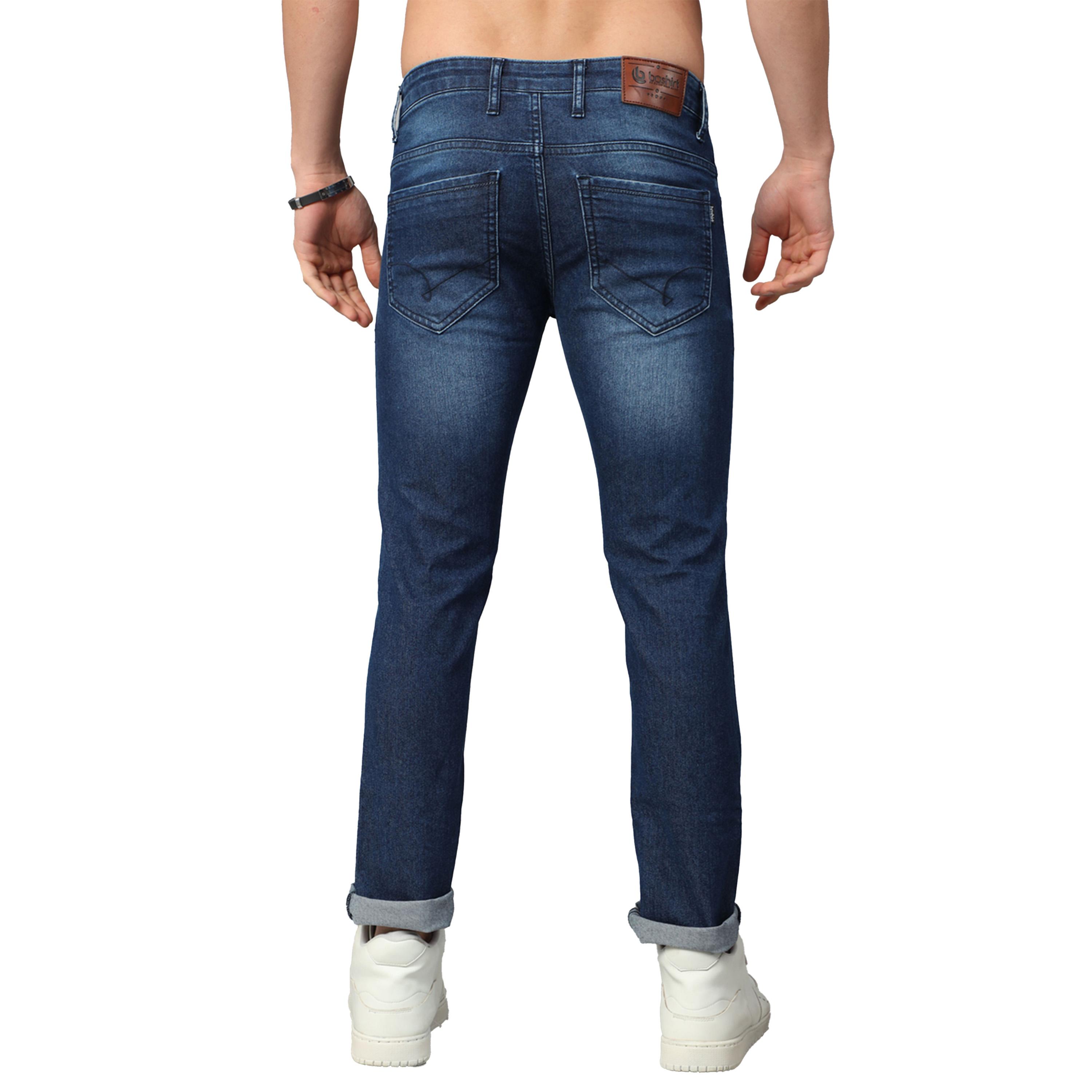 بوشيرت × ستايلي-  بنطال جينز باهت قصّة عادية متوسط ​​الارتفاع-men-clothing-bottoms-jeans-image-4