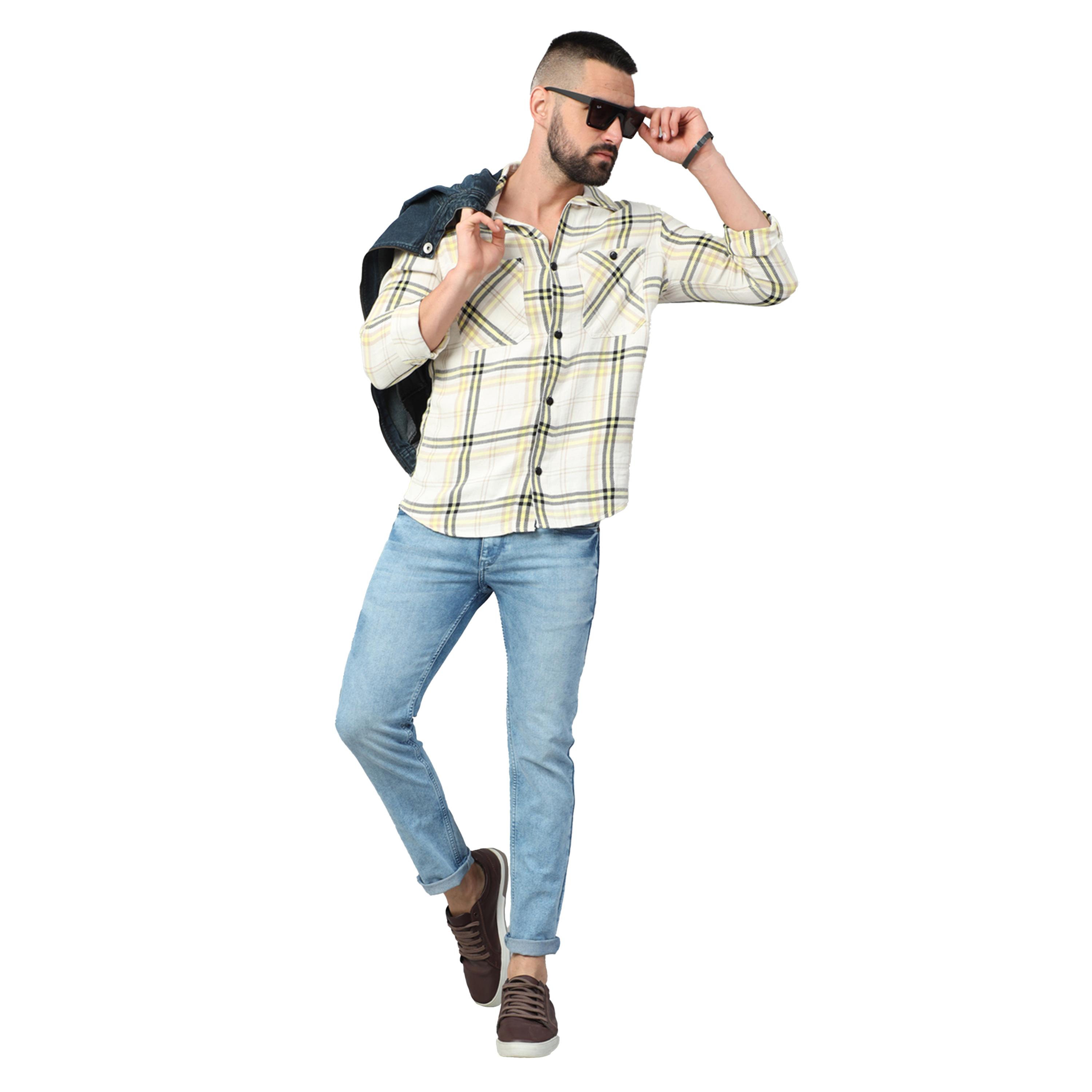بوشيرت × ستايلي-  بنطال جينز باهت قصّة عادية متوسط ​​الارتفاع-men-clothing-bottoms-jeans-image-2