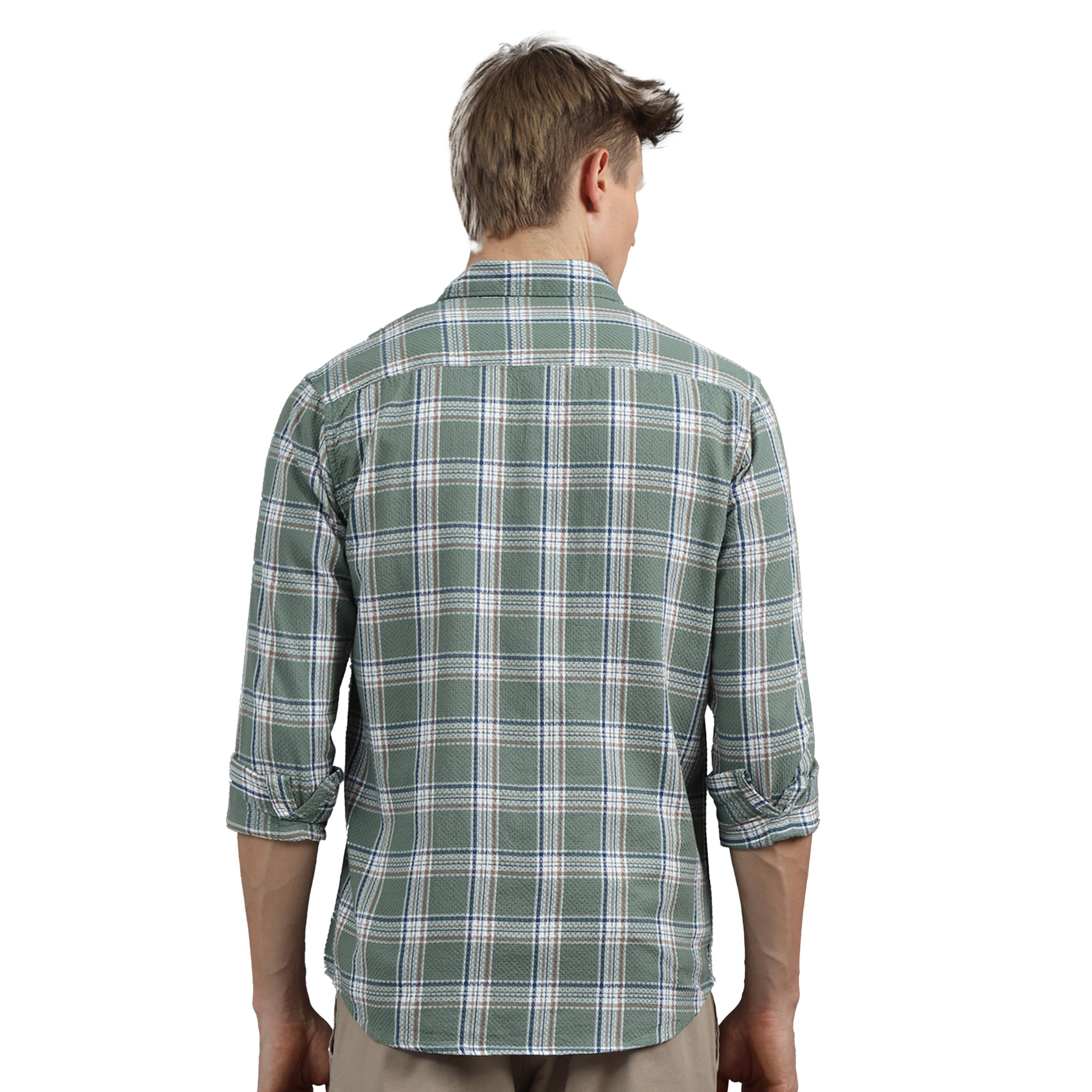 بوشيرت × ستايلي-  قميص ياقة منتشرة ومربعات قصّة عادية-men-clothing-shirts-image-4