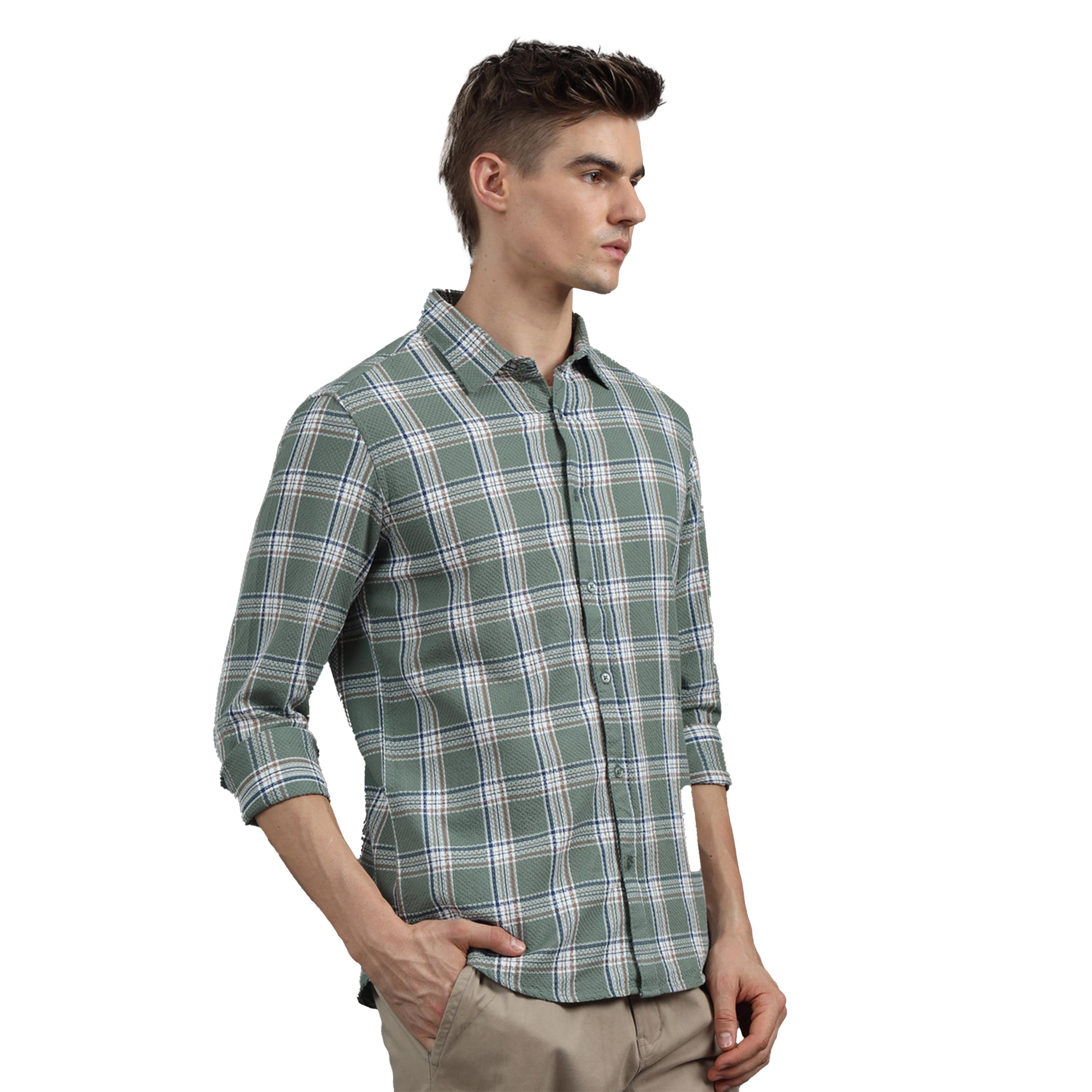 بوشيرت × ستايلي-  قميص ياقة منتشرة ومربعات قصّة عادية-men-clothing-shirts-image-6