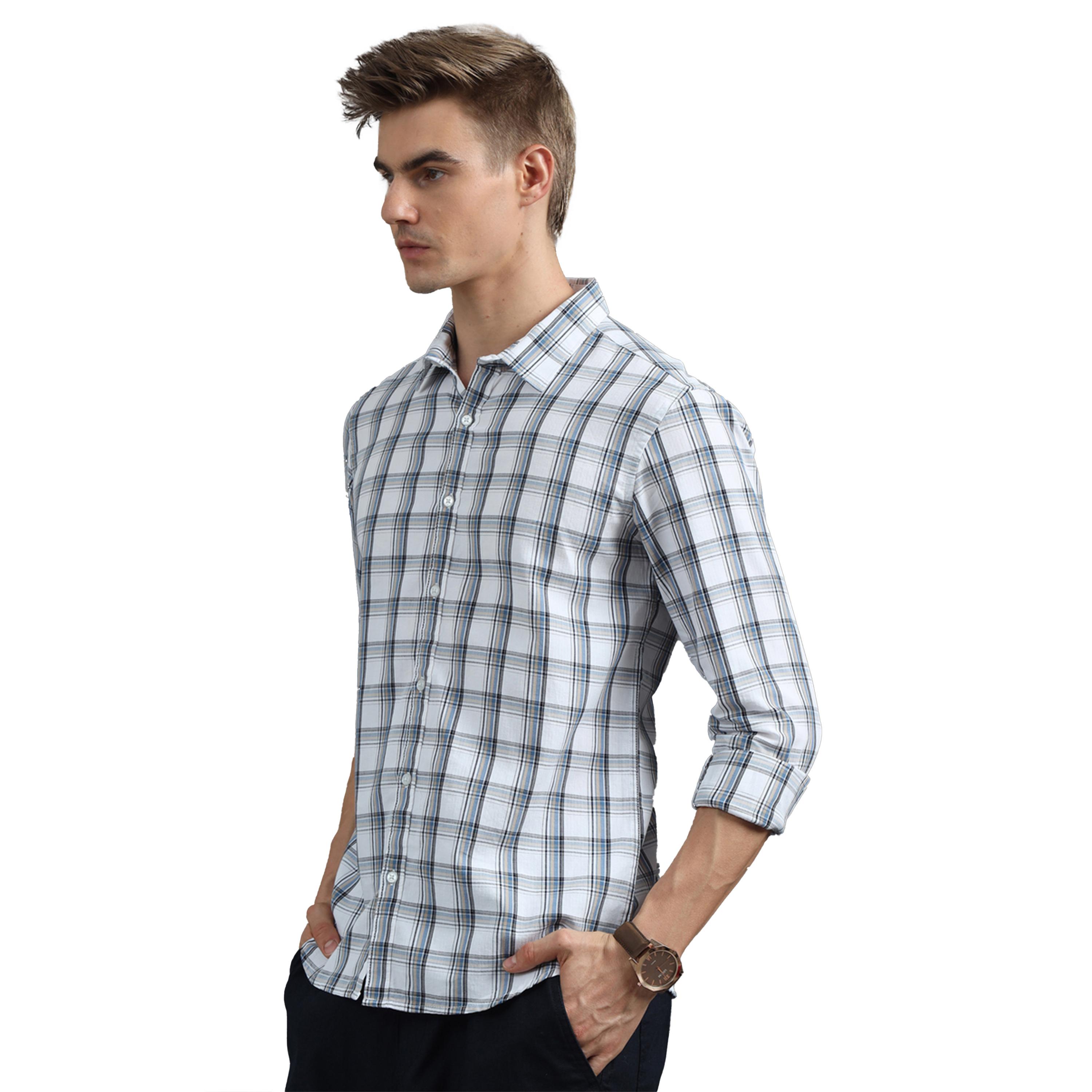 بوشيرت × ستايلي-  قميص ياقة منتشرة ومربعات قصّة عادية-men-clothing-shirts-image-3