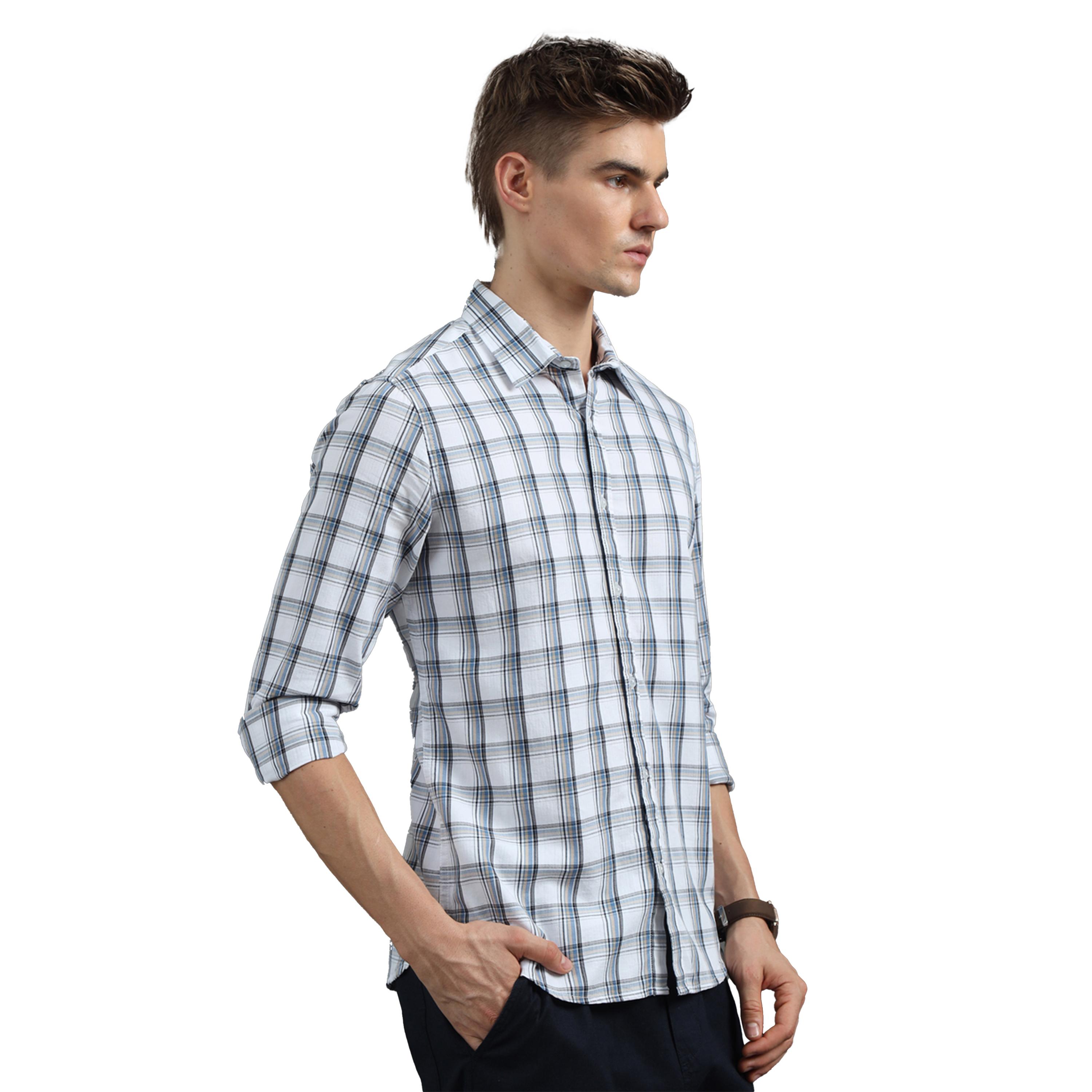 بوشيرت × ستايلي-  قميص ياقة منتشرة ومربعات قصّة عادية-men-clothing-shirts-image-6
